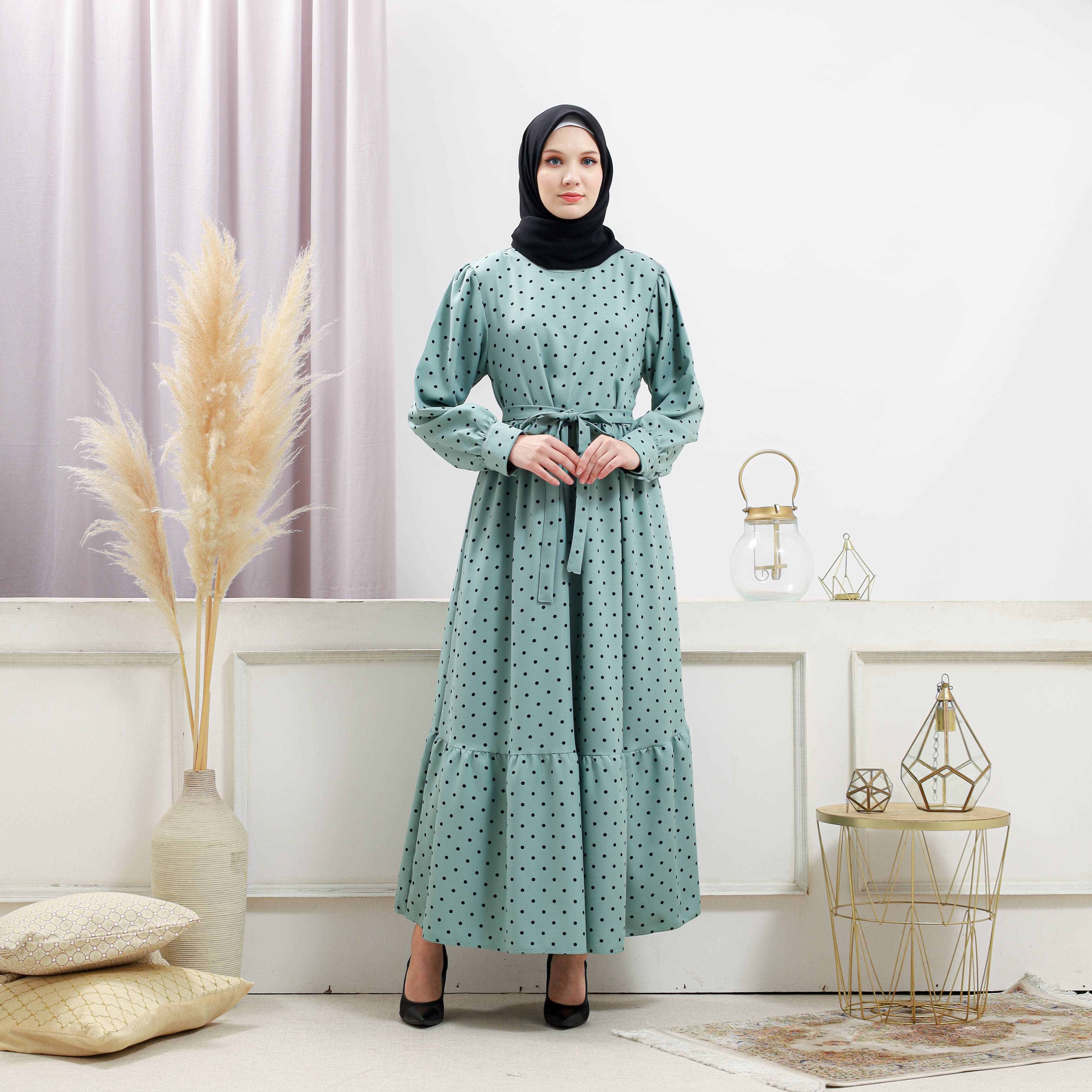 Burdaclothing Women's Turquoise Polka Dot Dress