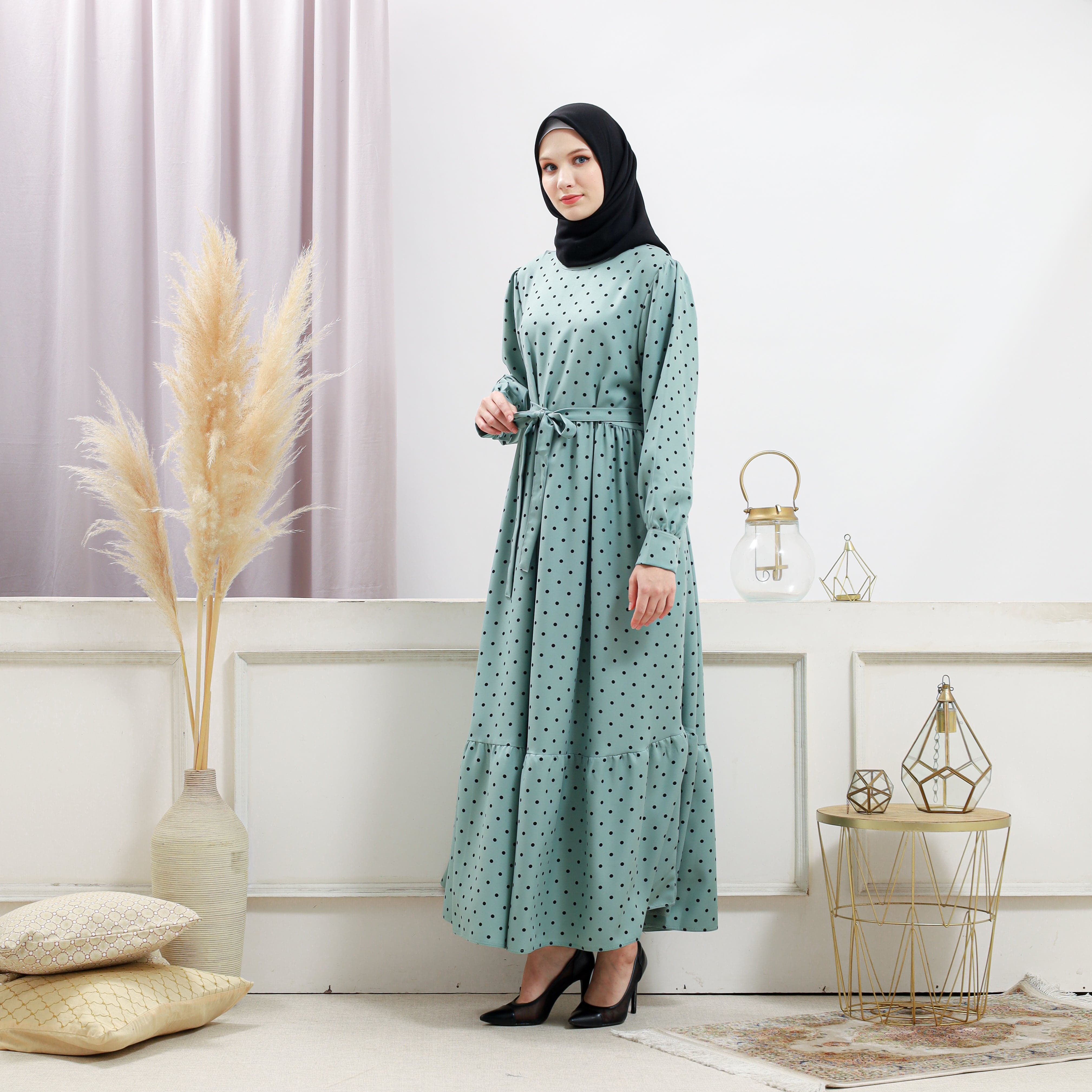 Burdaclothing Women's Turquoise Polka Dot Dress