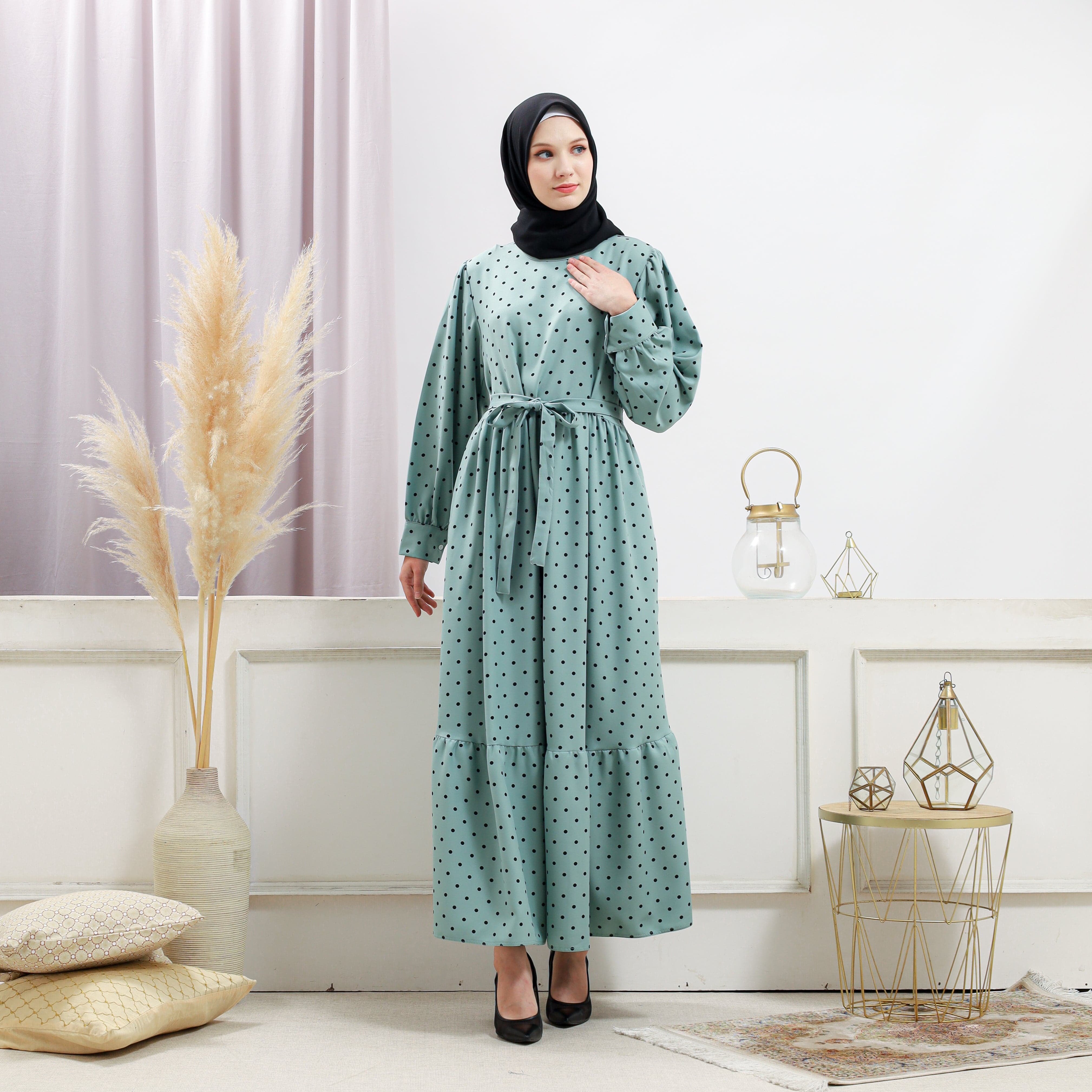 Burdaclothing Women's Turquoise Polka Dot Dress