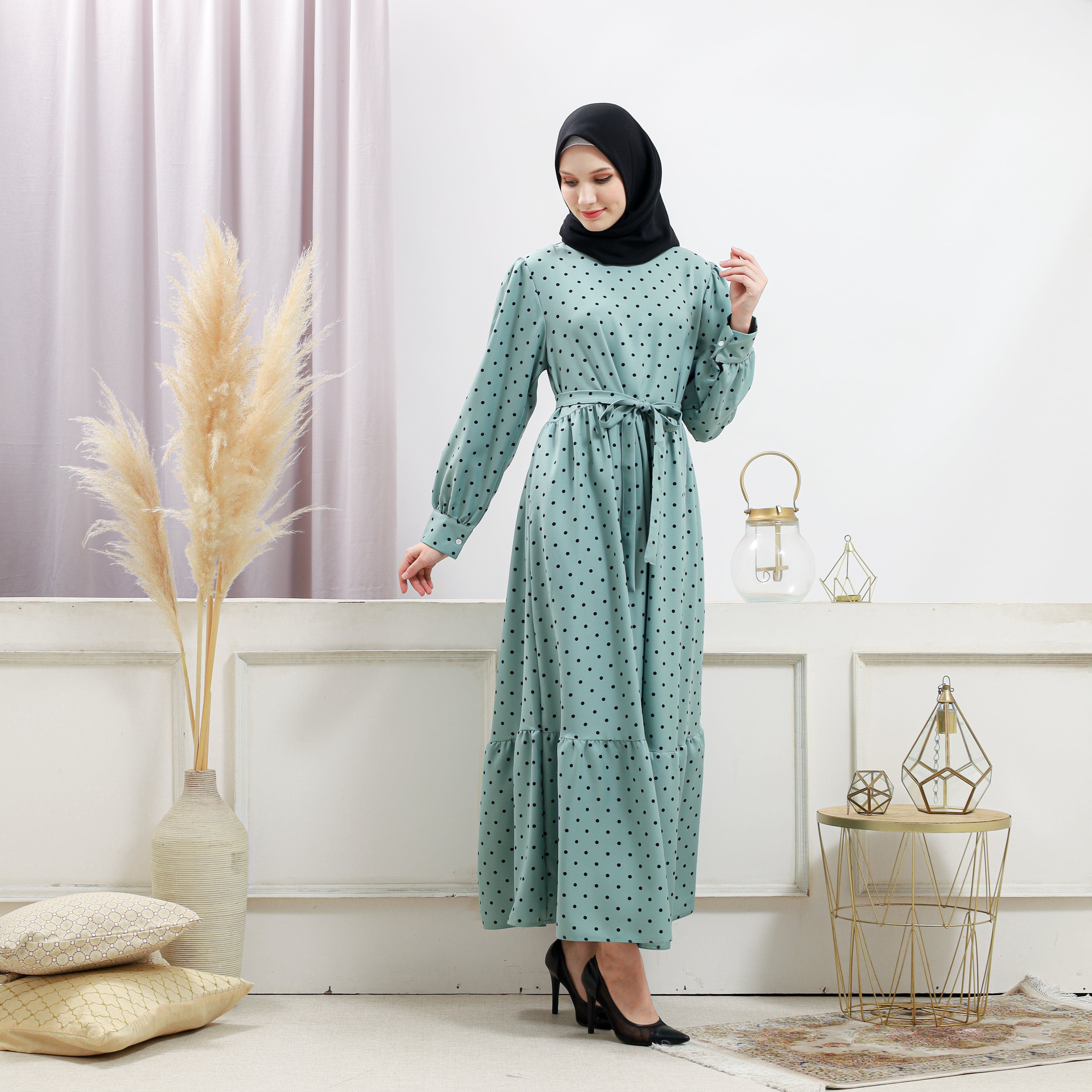 Burdaclothing Women's Turquoise Polka Dot Dress