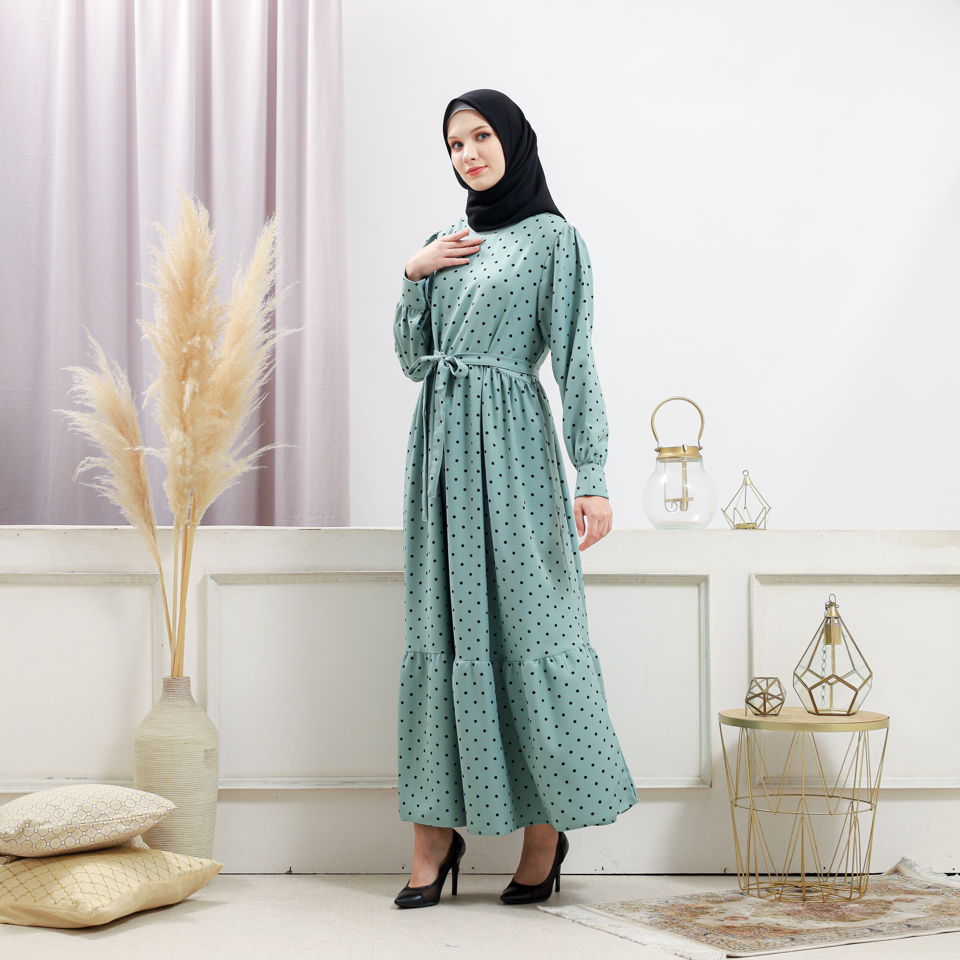 Burdaclothing Women's Turquoise Polka Dot Dress