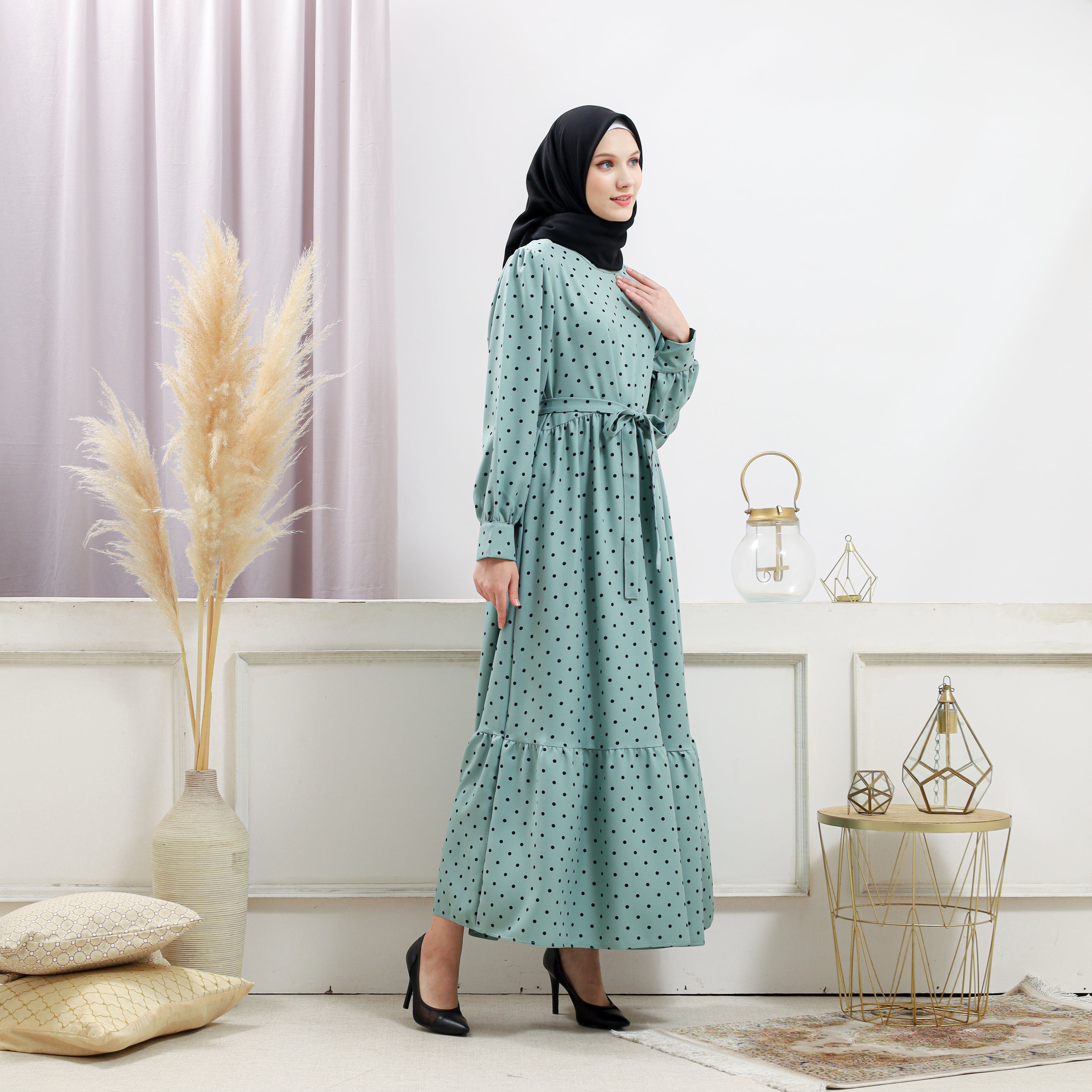 Burdaclothing Women's Turquoise Polka Dot Dress