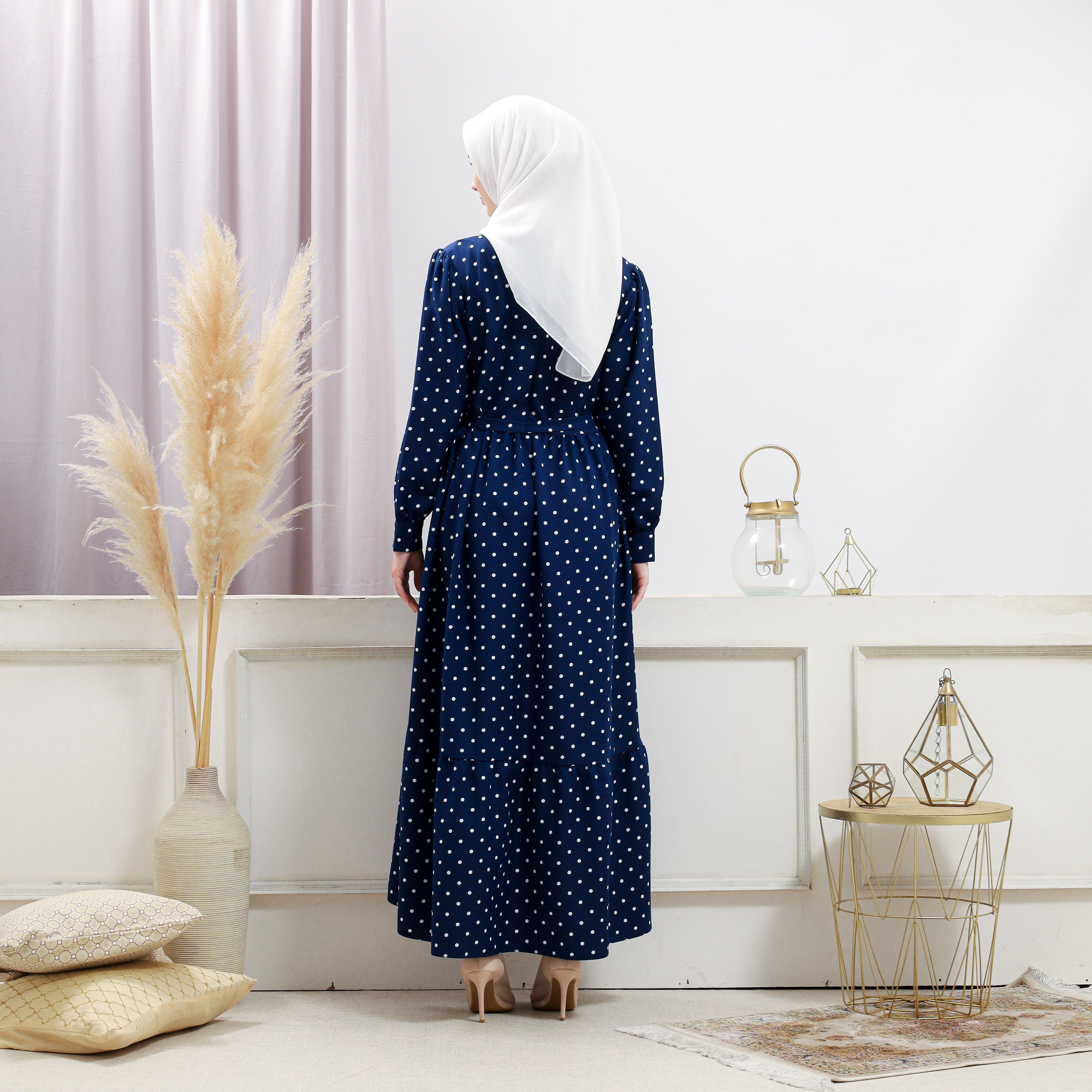 Burdaclothing Womens Navy Polka Dot Dress