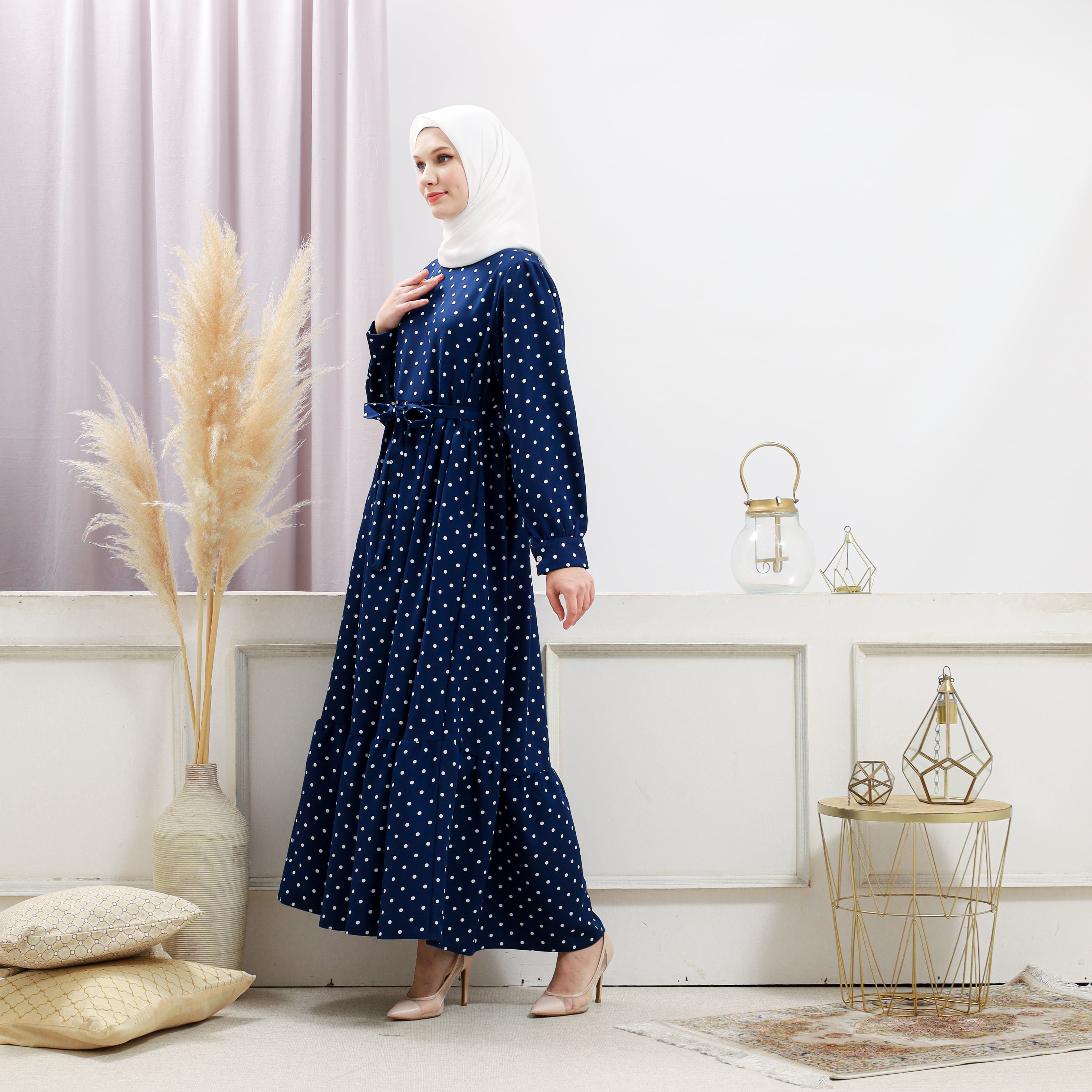 Burdaclothing Womens Navy Polka Dot Dress