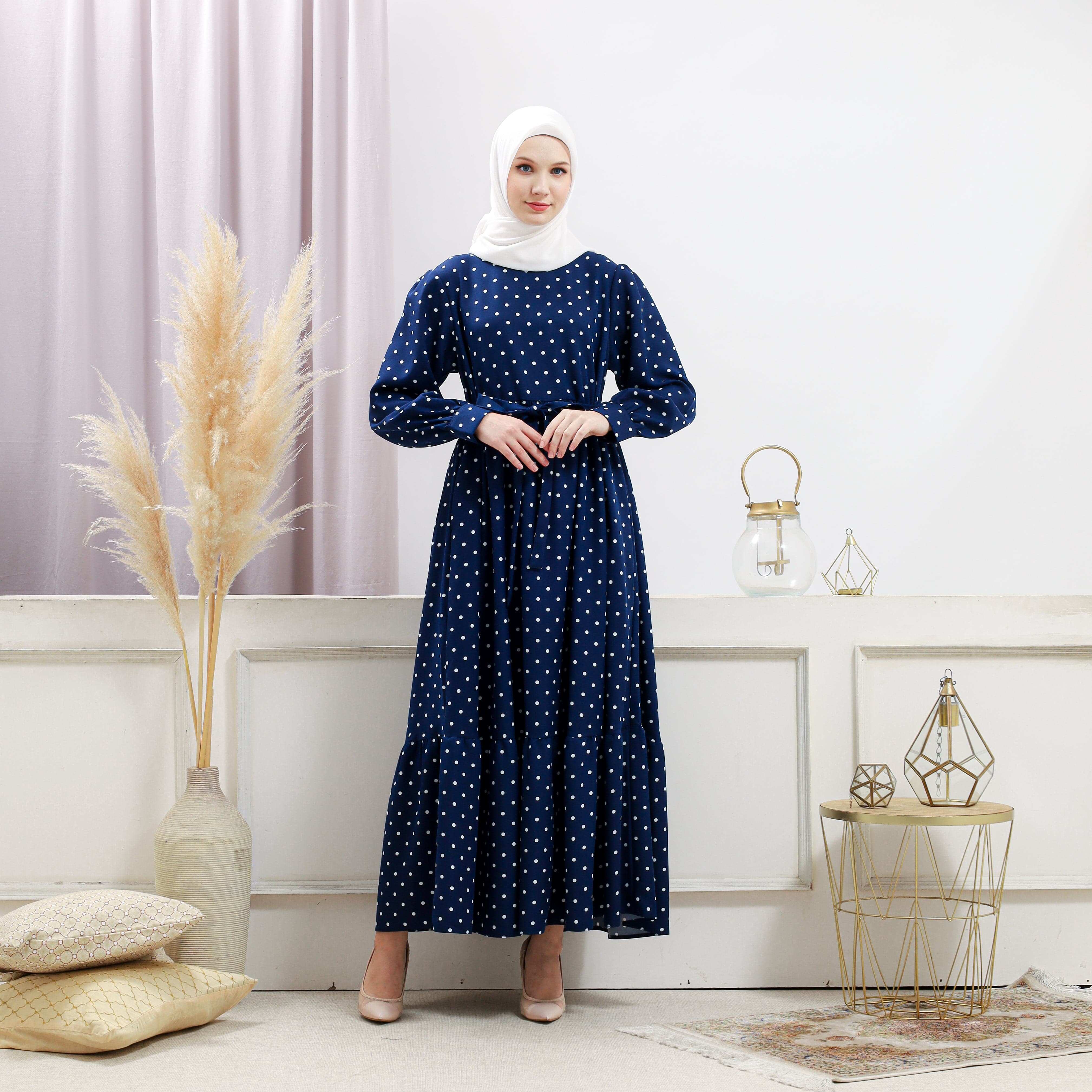 Burdaclothing Womens Navy Polka Dot Dress