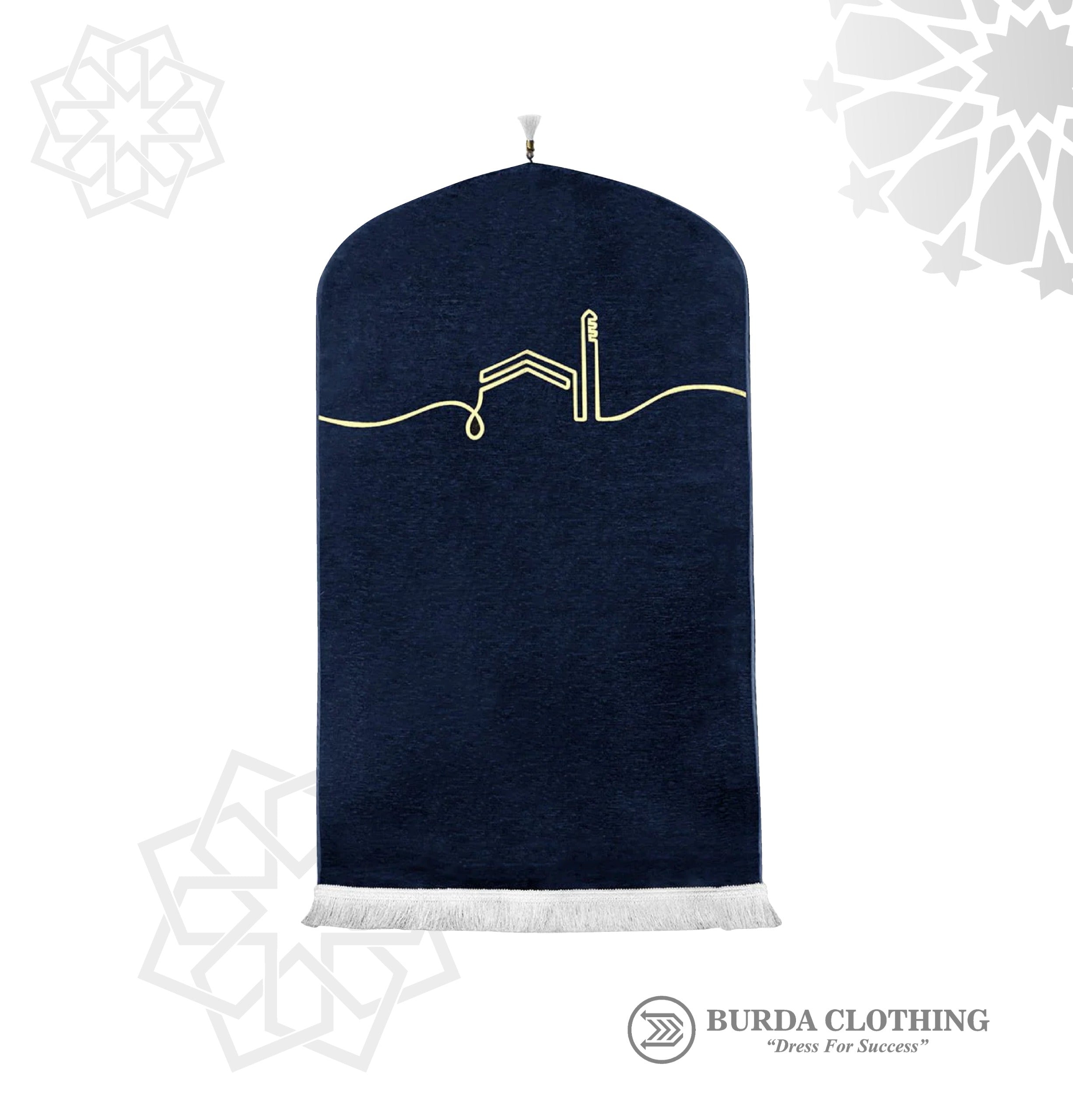 Woven Chennile Prayer Rug Navy Blue by Burdaclothing