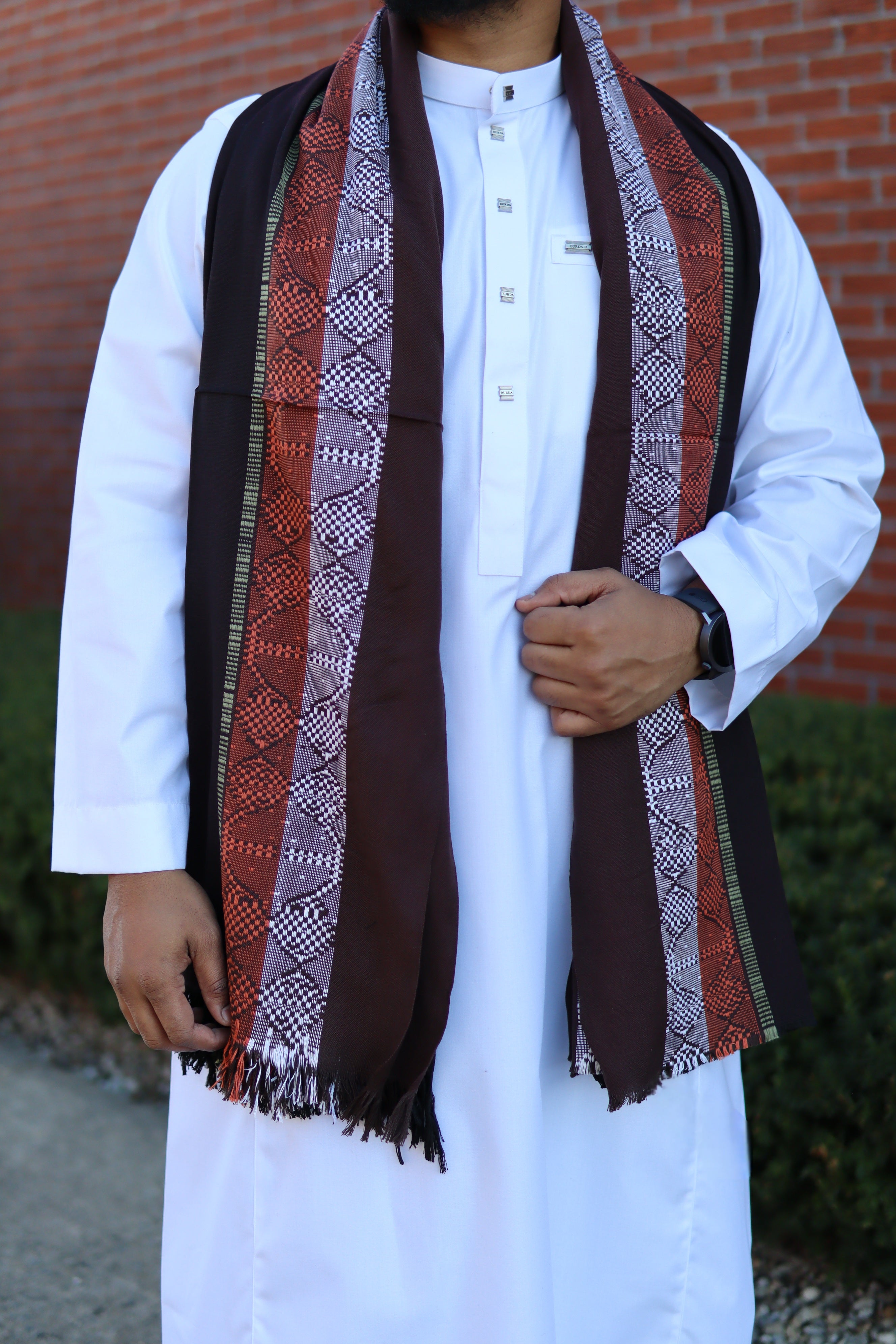 Yemeni Shawls Aztec Crimson by Burdaclothing