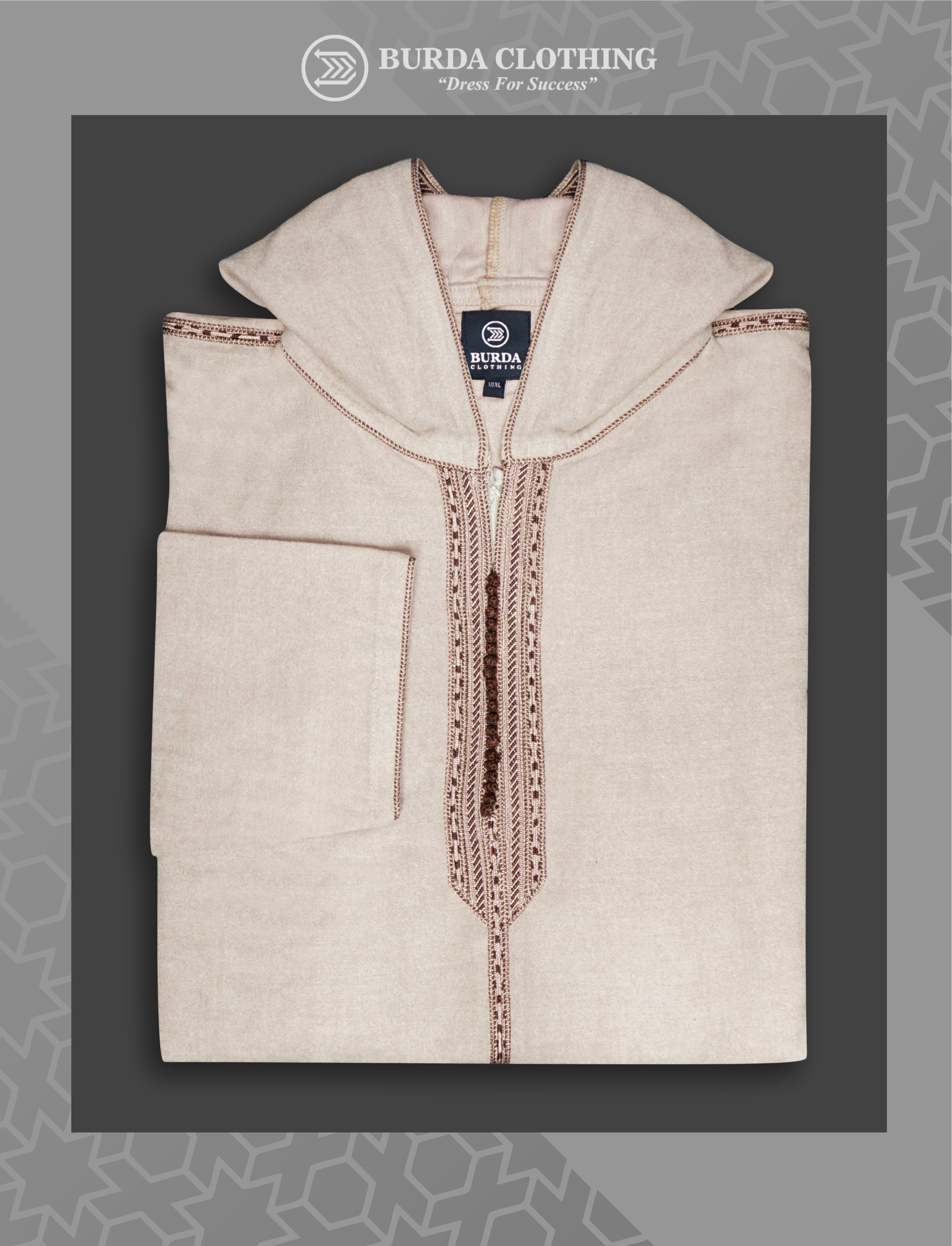 Moroccan Hoodie Thobe Mlifa Djellaba Beige