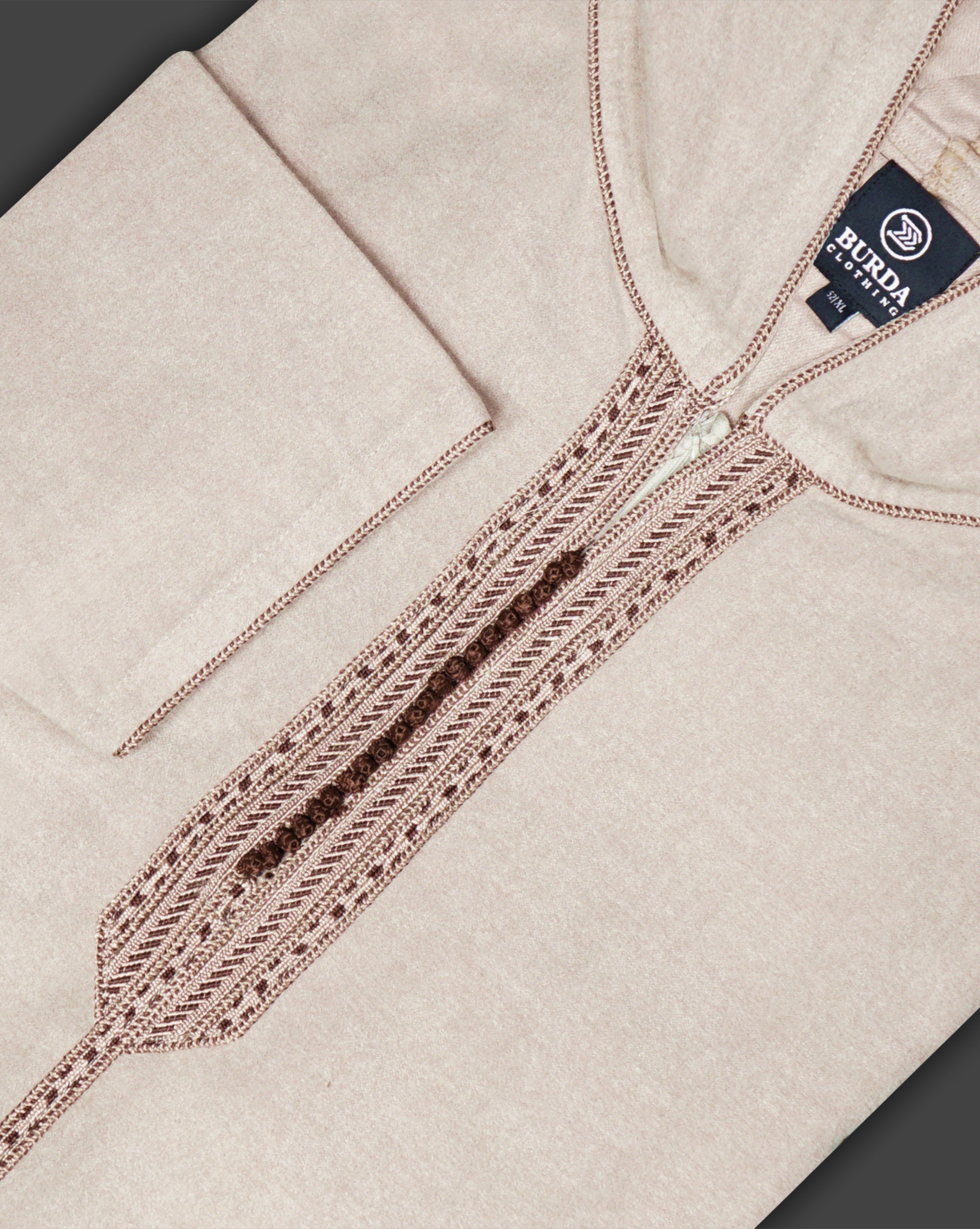 Marokkanischer Kapuzenpullover Thobe Mlifa Djellaba Beige