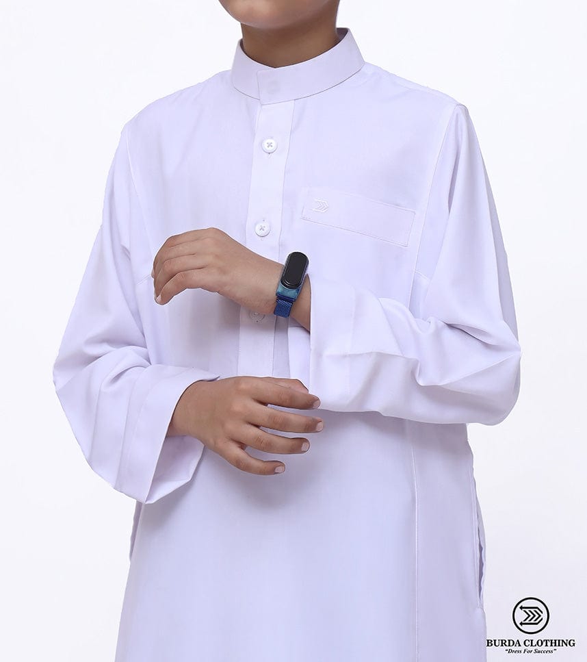 Burdaclothing Jummah Essential White Kids Thobe ( Father& Son)