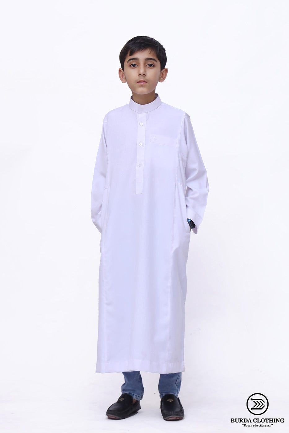 Burdaclothing Jummah Essential White Kids Thobe ( Father& Son)