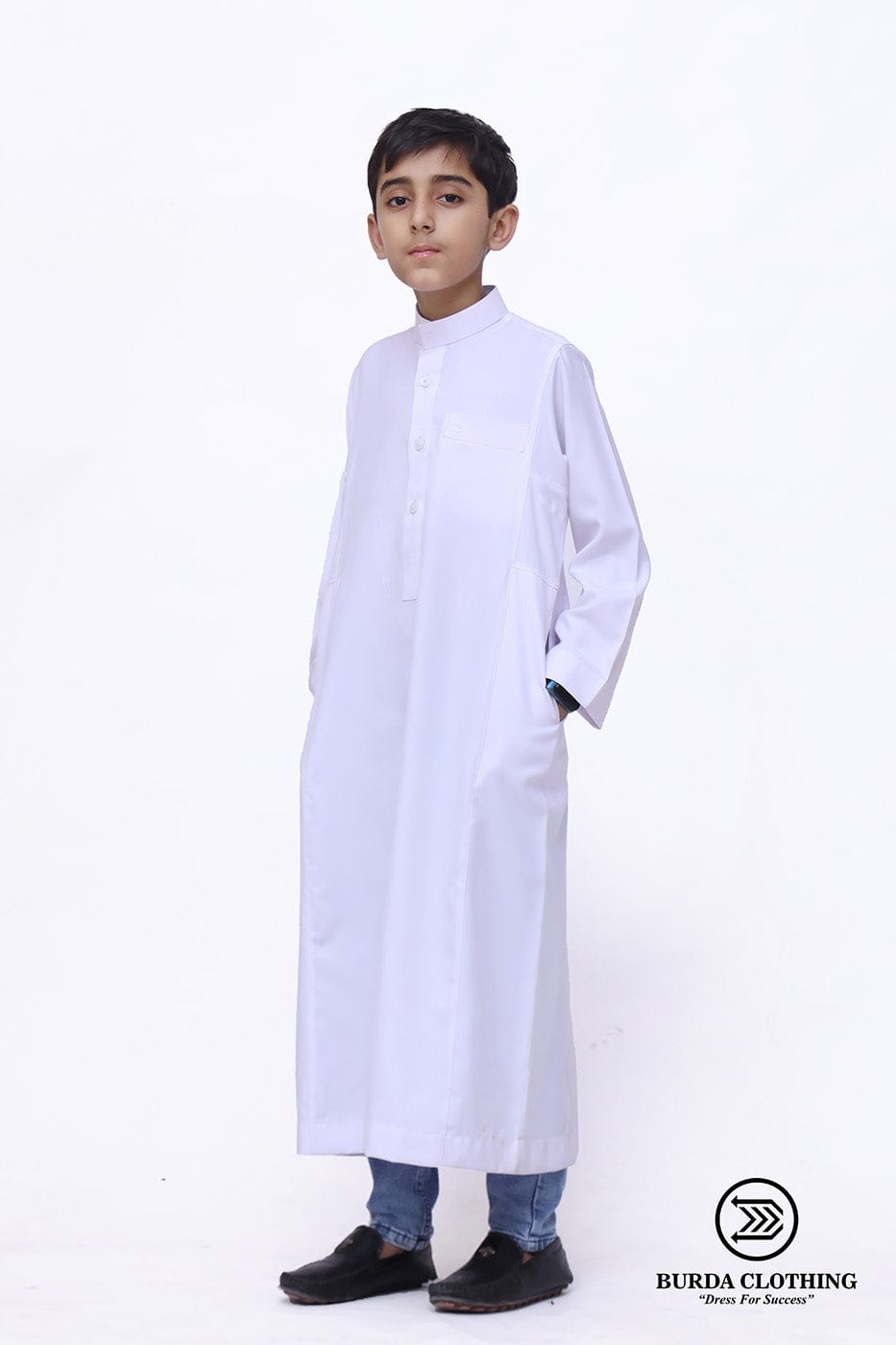 Burdaclothing Jummah Essential White Kids Thobe ( Father& Son)