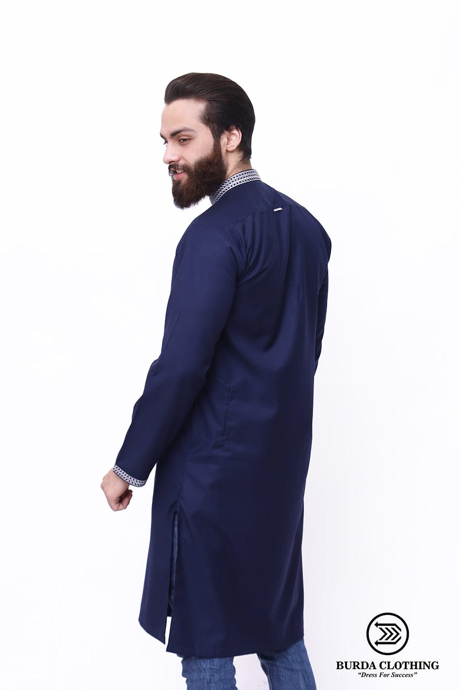 Burdaclothing NAVY BLUE EMBROIDERY PREMIUM KURTA