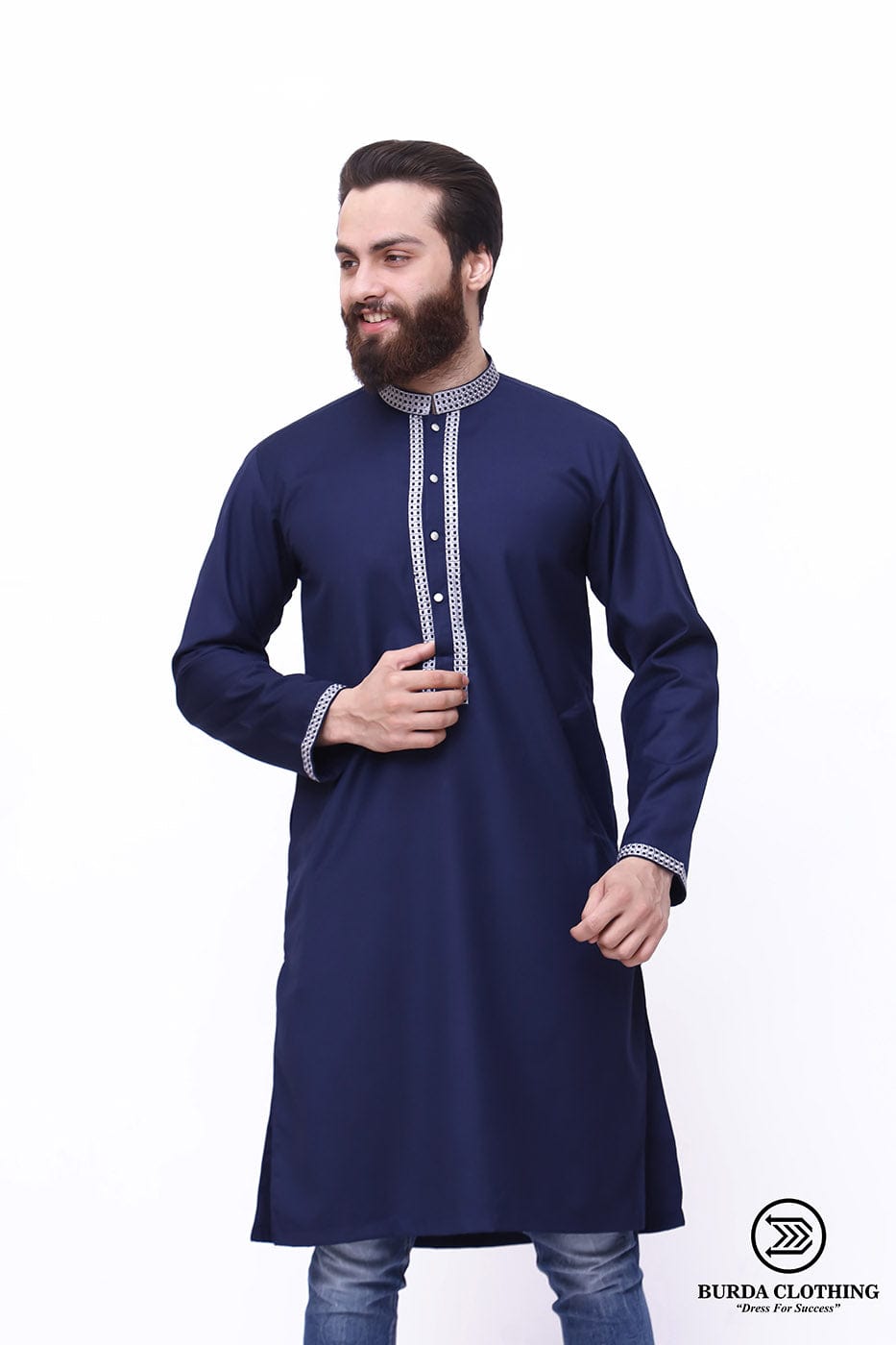 Burdaclothing NAVY BLUE EMBROIDERY PREMIUM KURTA