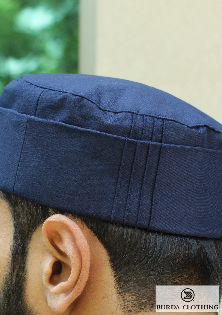 burdaclothing Navy Blue Folded Kufi