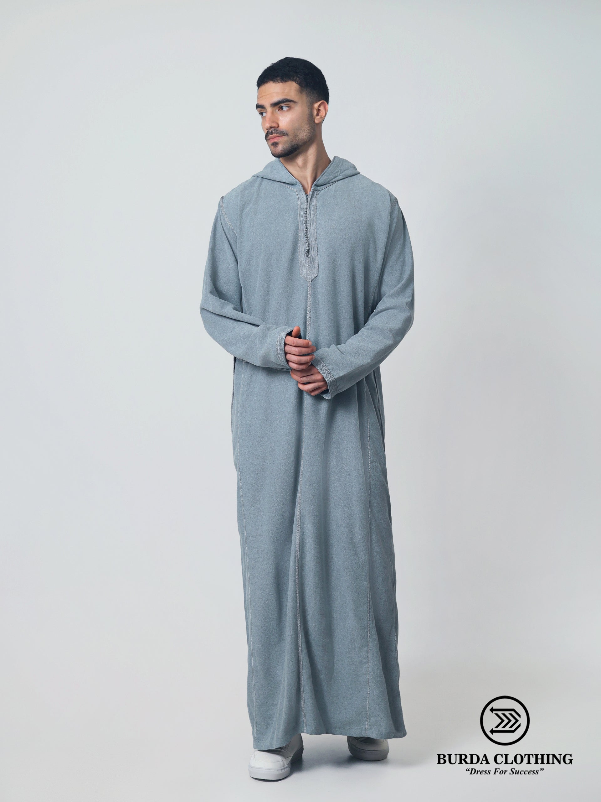 Marokkanischer Hoodie Elite Thobe Mlifa Djellaba Grau