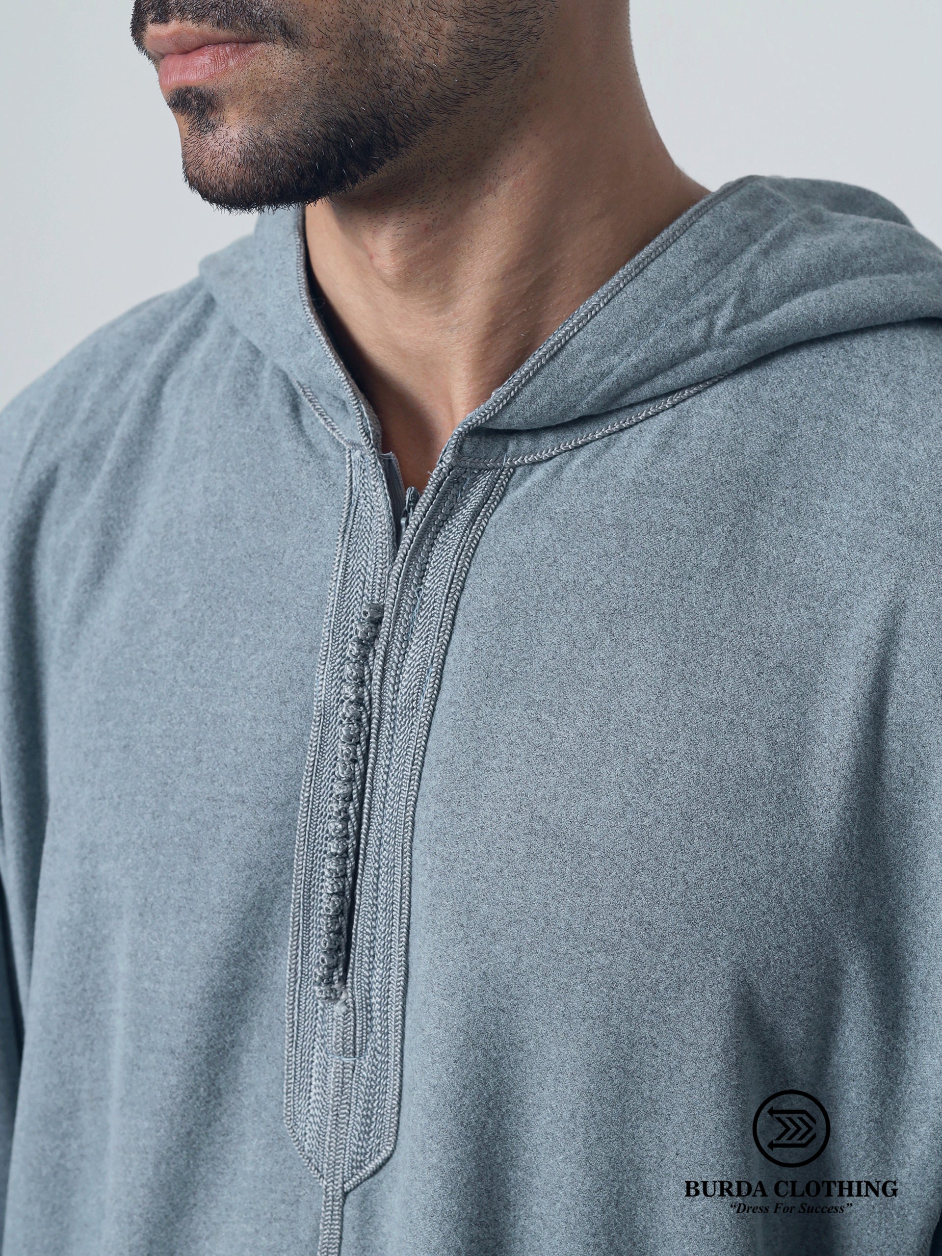 Marokkanischer Hoodie Elite Thobe Mlifa Djellaba Grau
