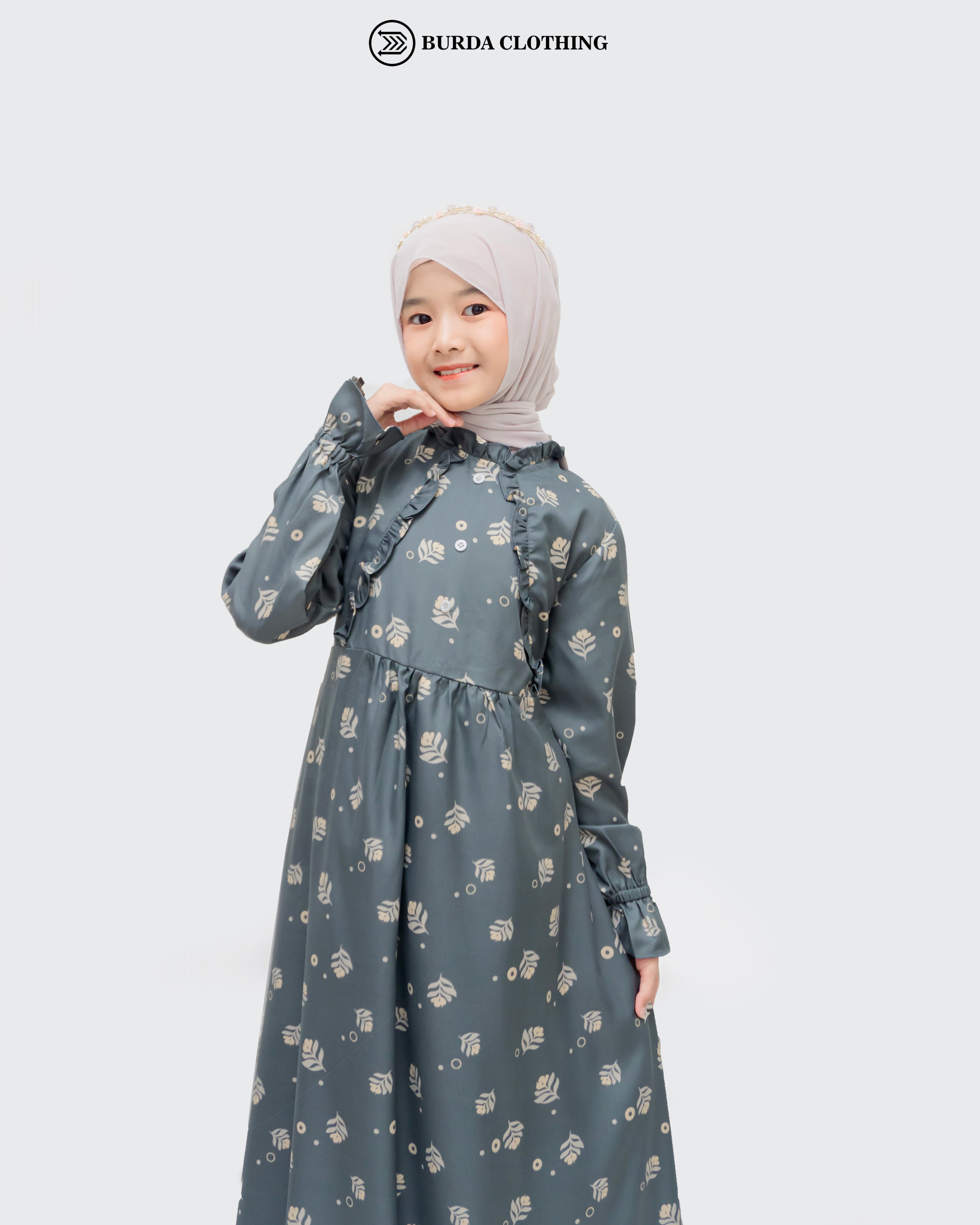 Kids Floral Dark Grey Dress