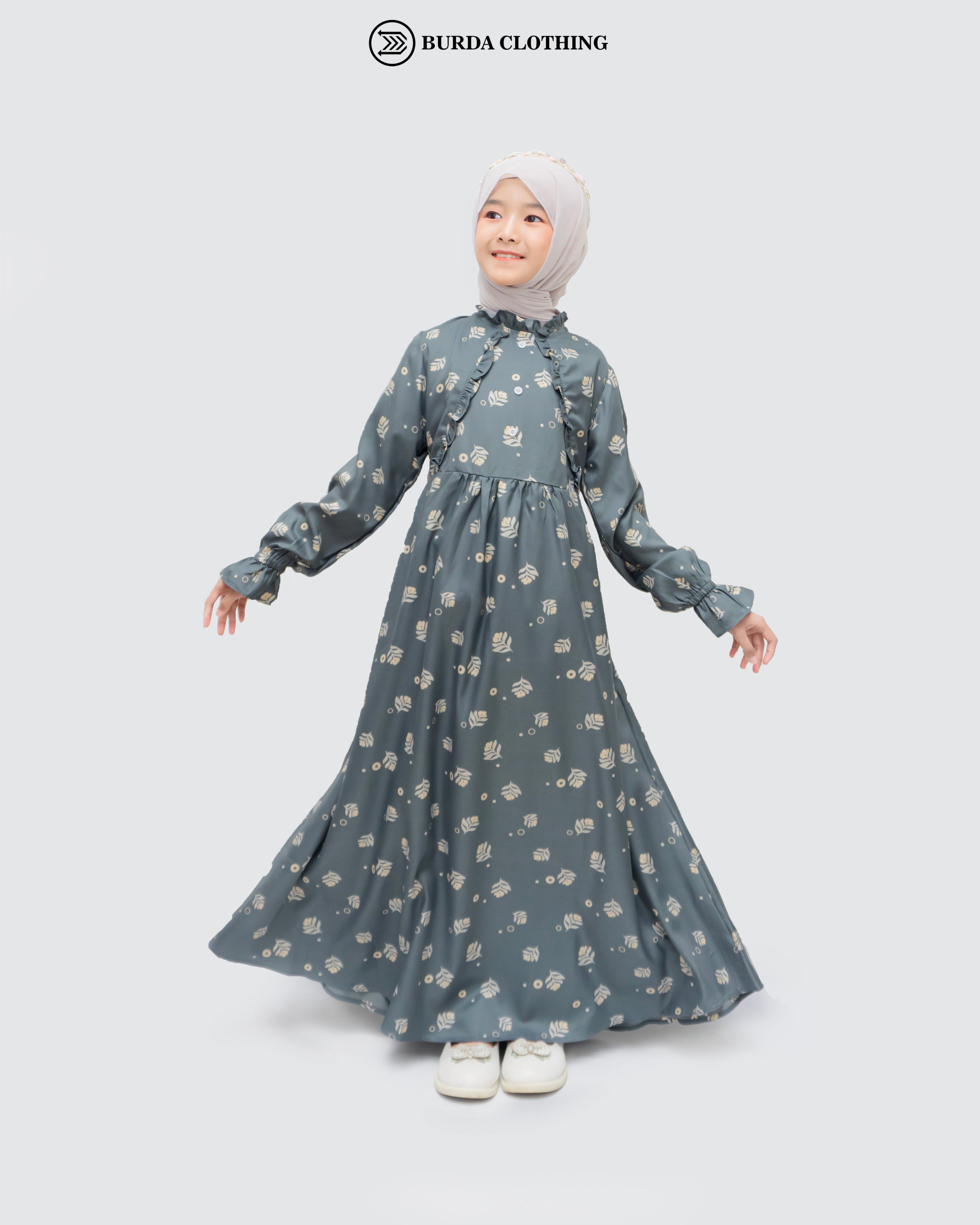 Kids Floral Dark Grey Dress