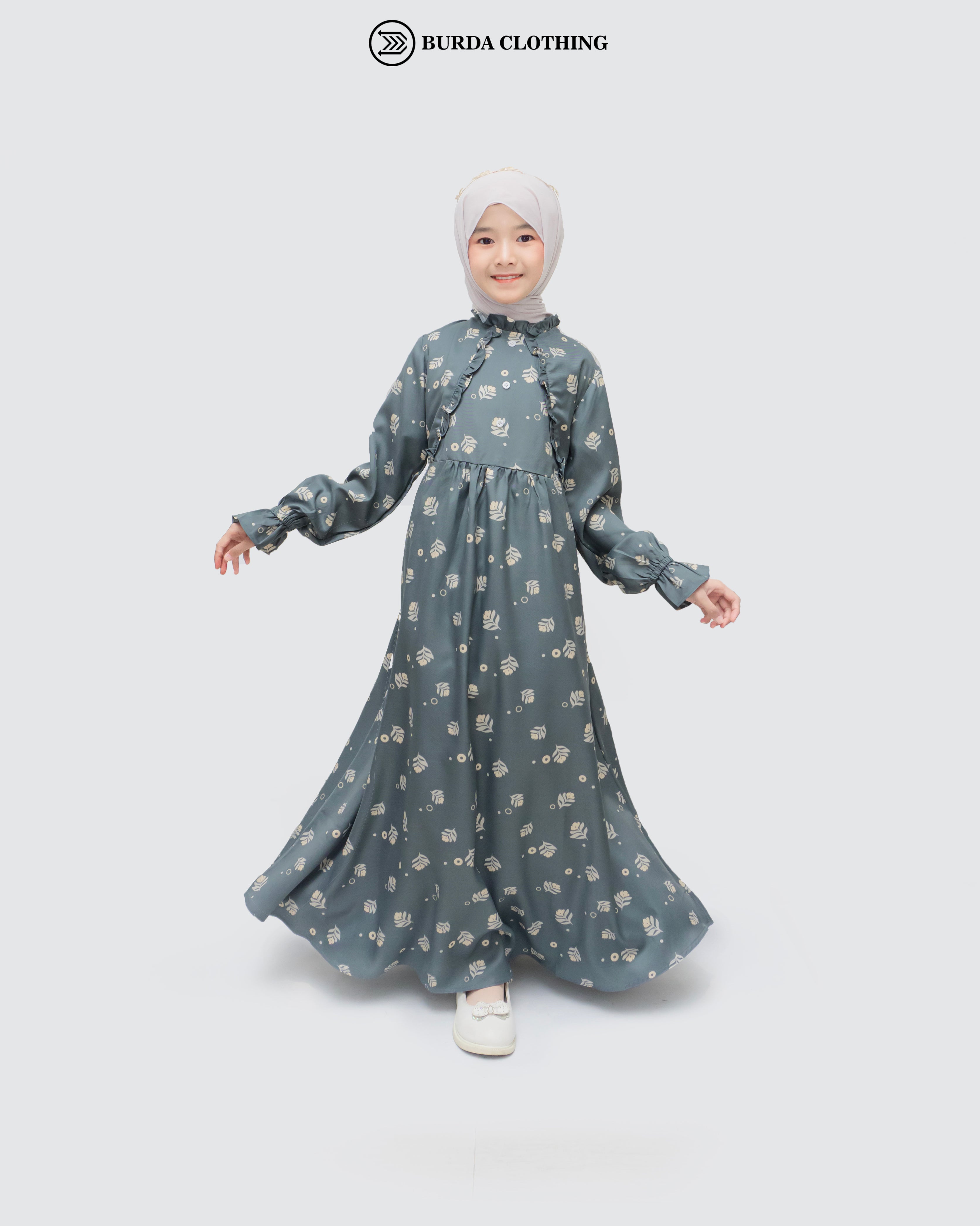 Kids Floral Dark Grey Dress