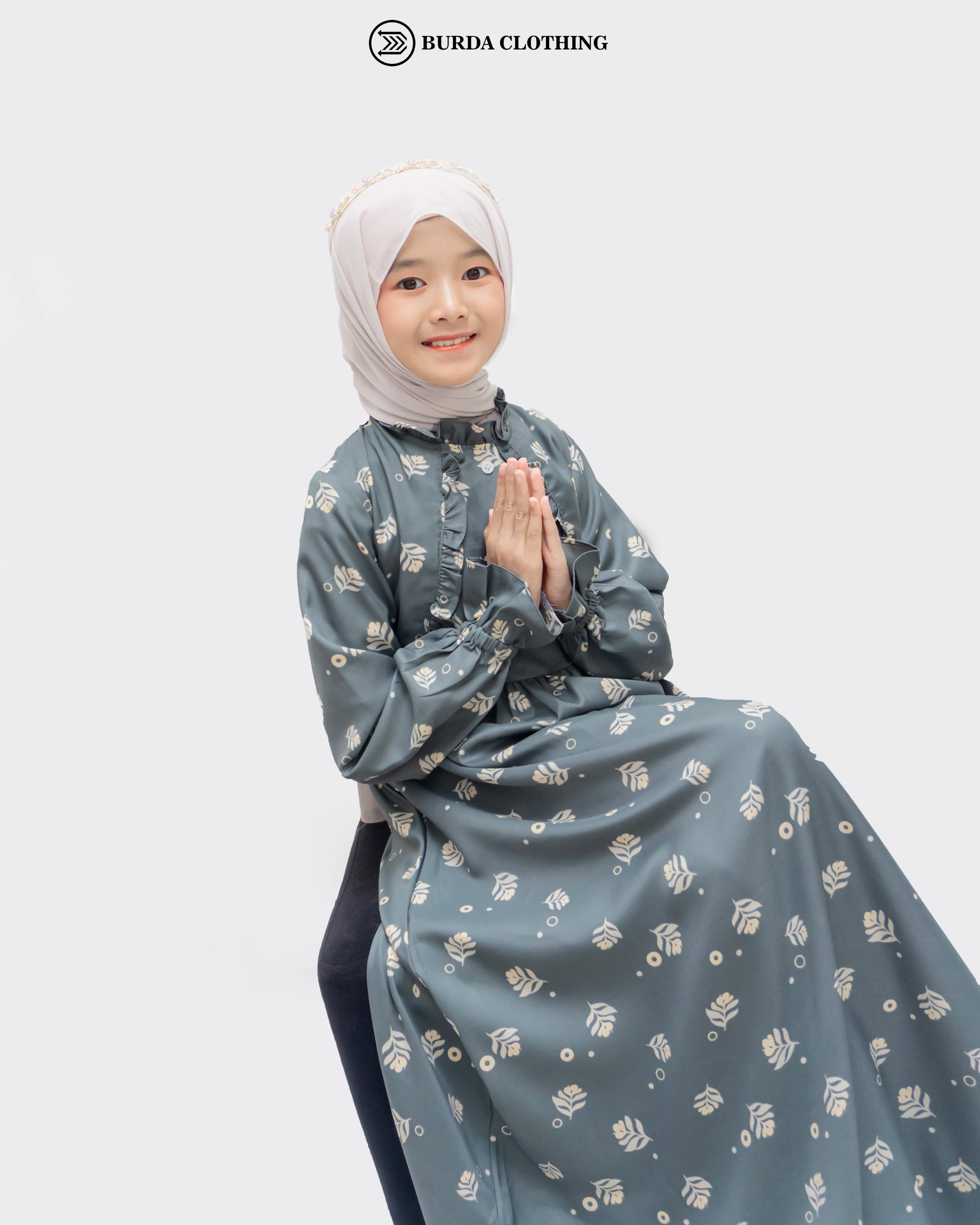 Kids Floral Dark Grey Dress