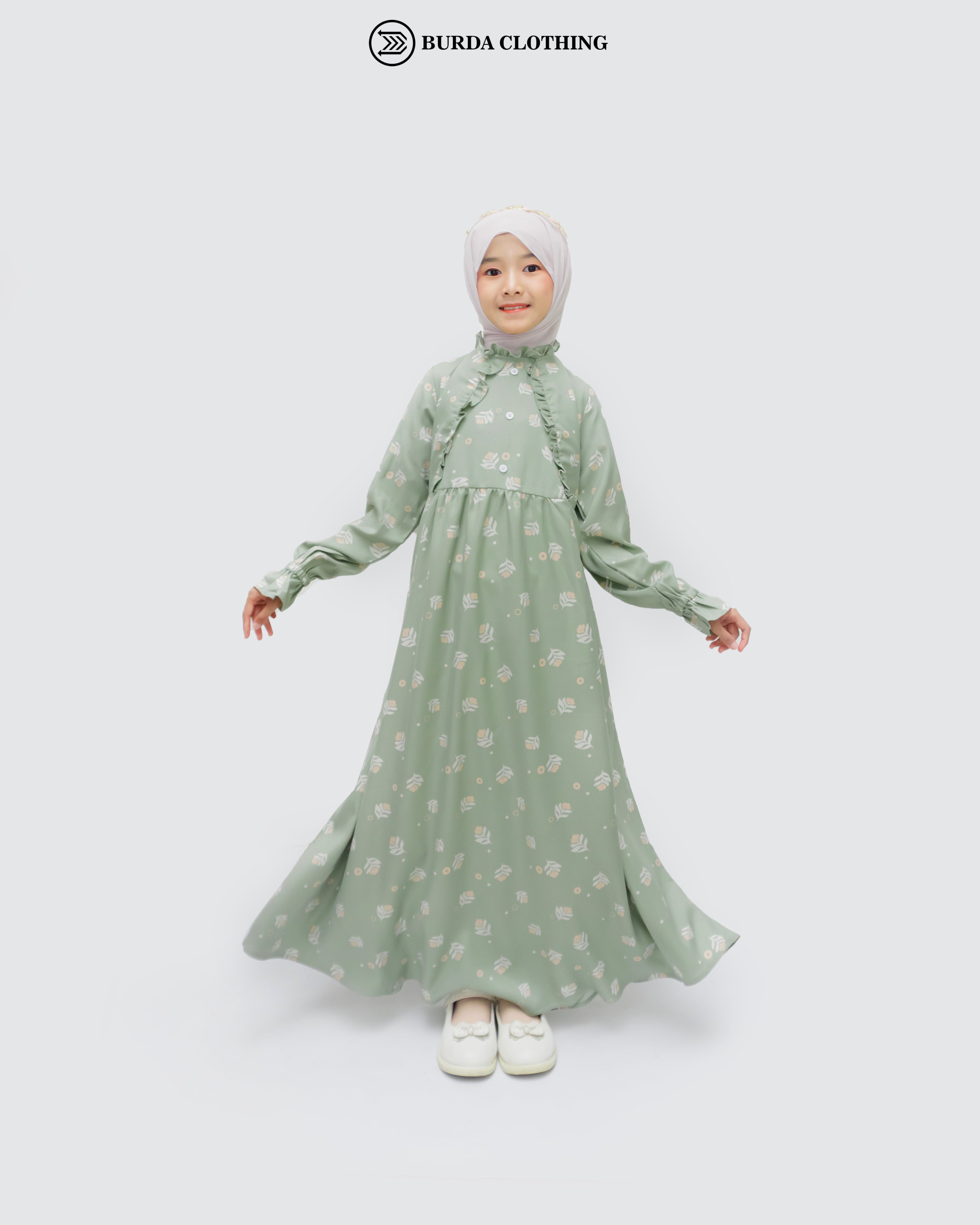 Kids Floral Green Dress