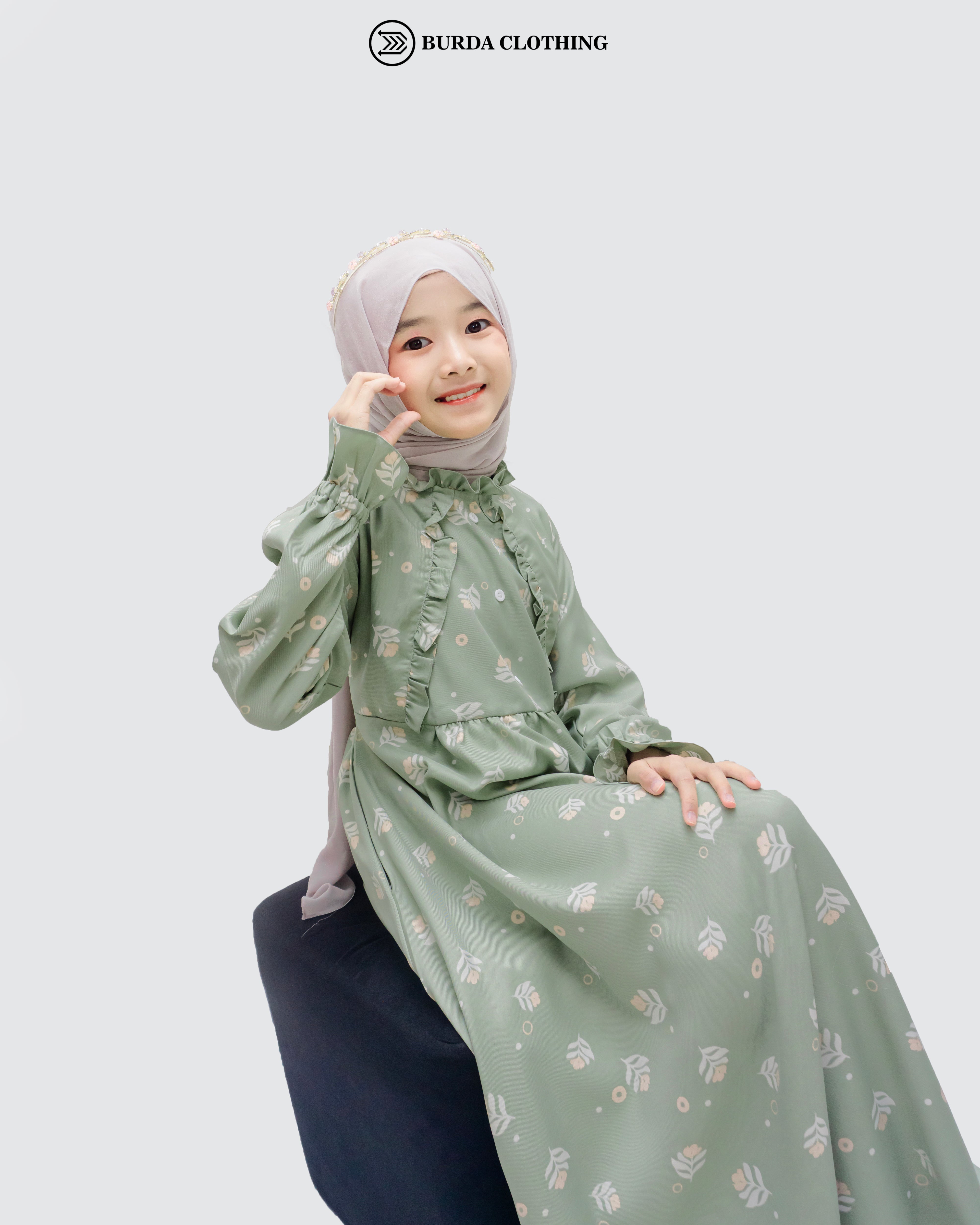 Kids Floral Green Dress