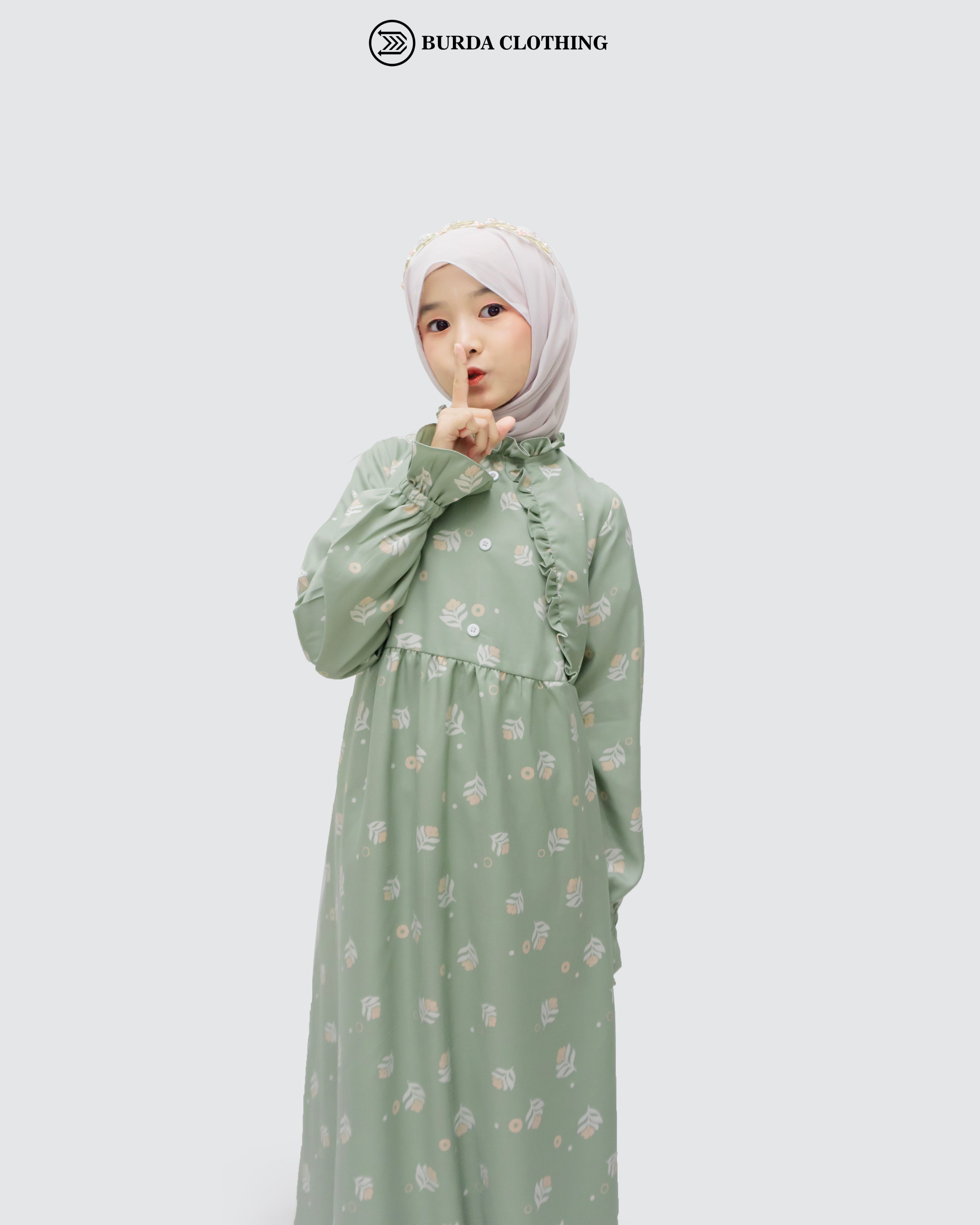 Kids Floral Green Dress