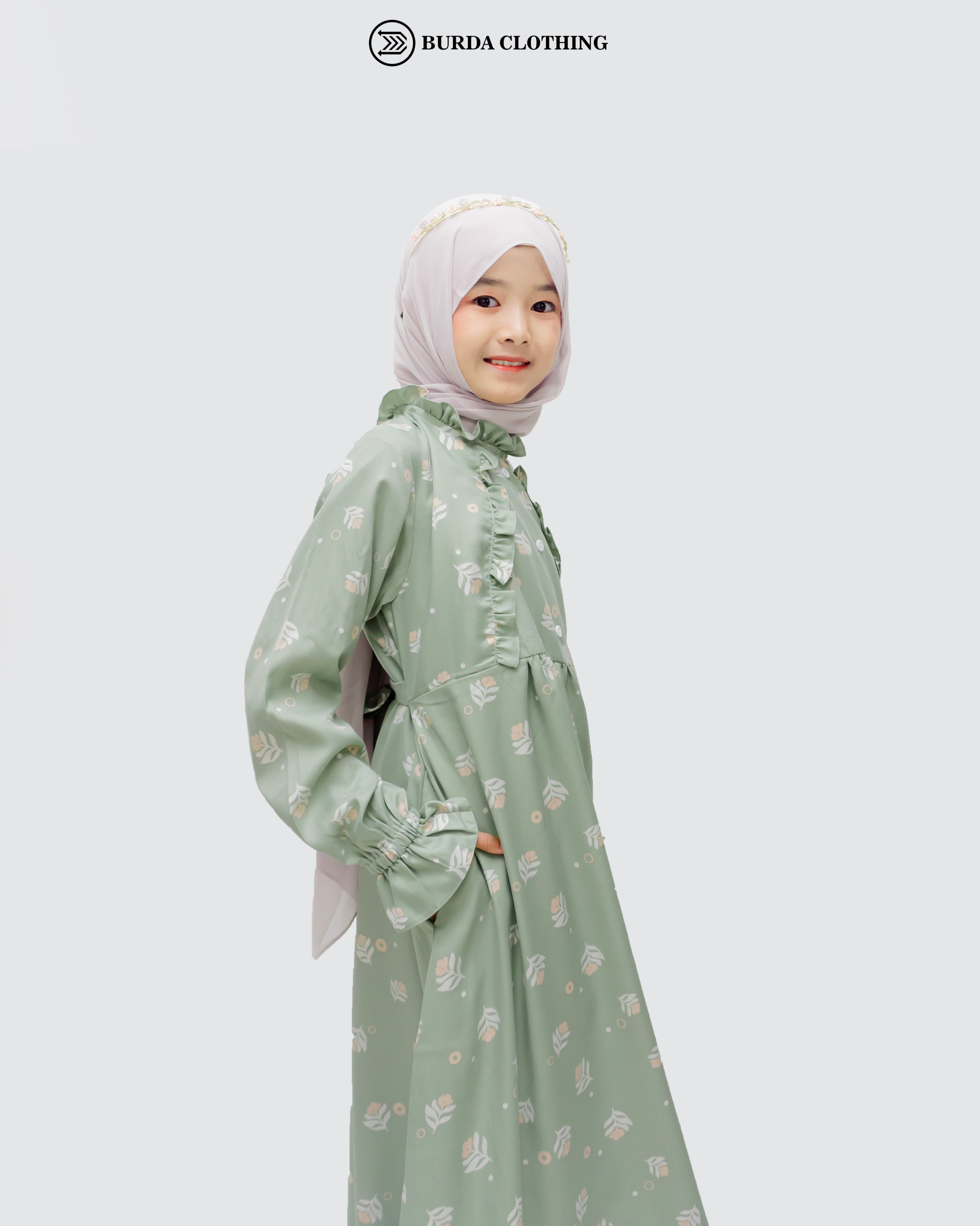 Kids Floral Green Dress