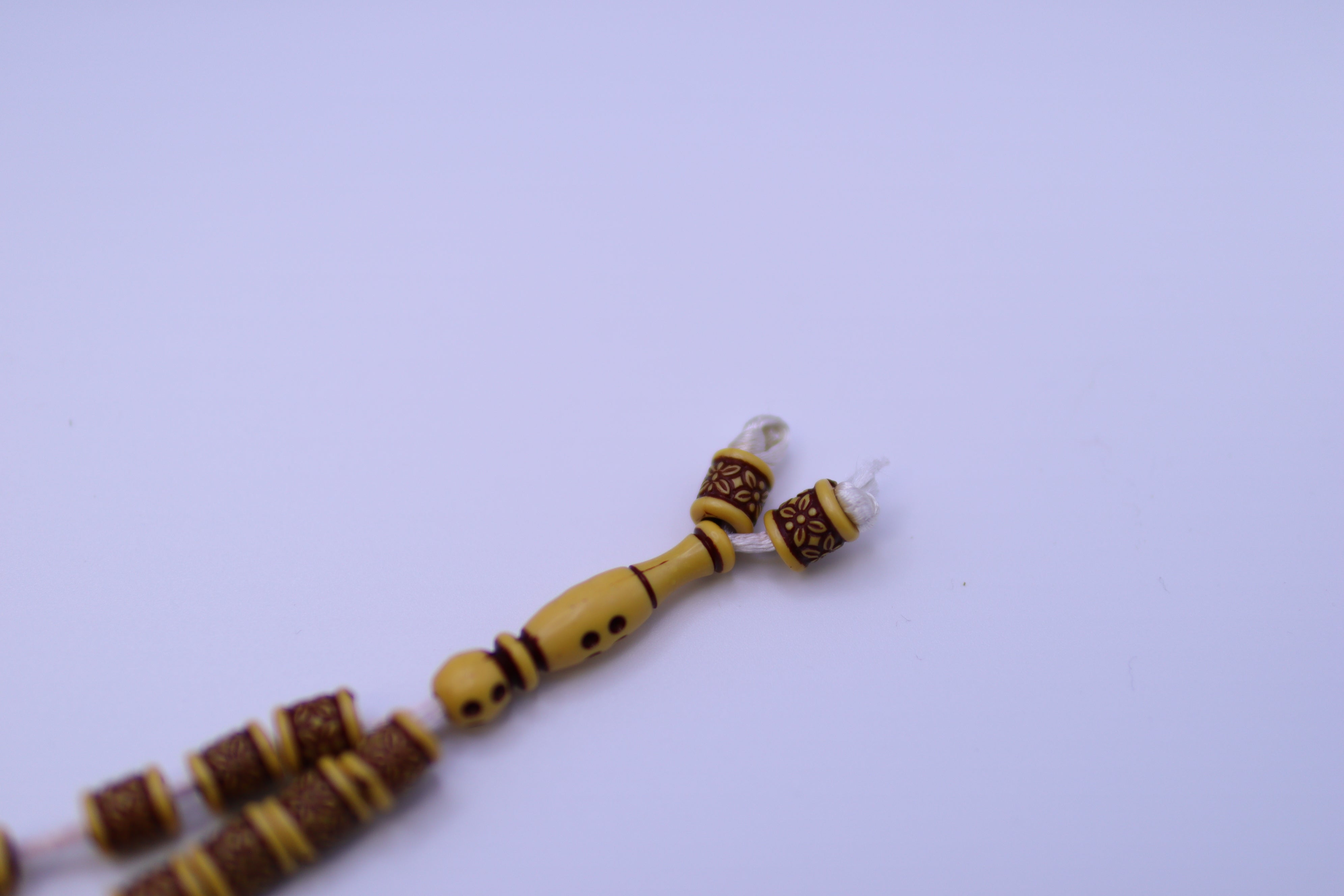 Islamic Tesbih wooden 99 Count Polished Prayer Beads 8mm - Brown gold