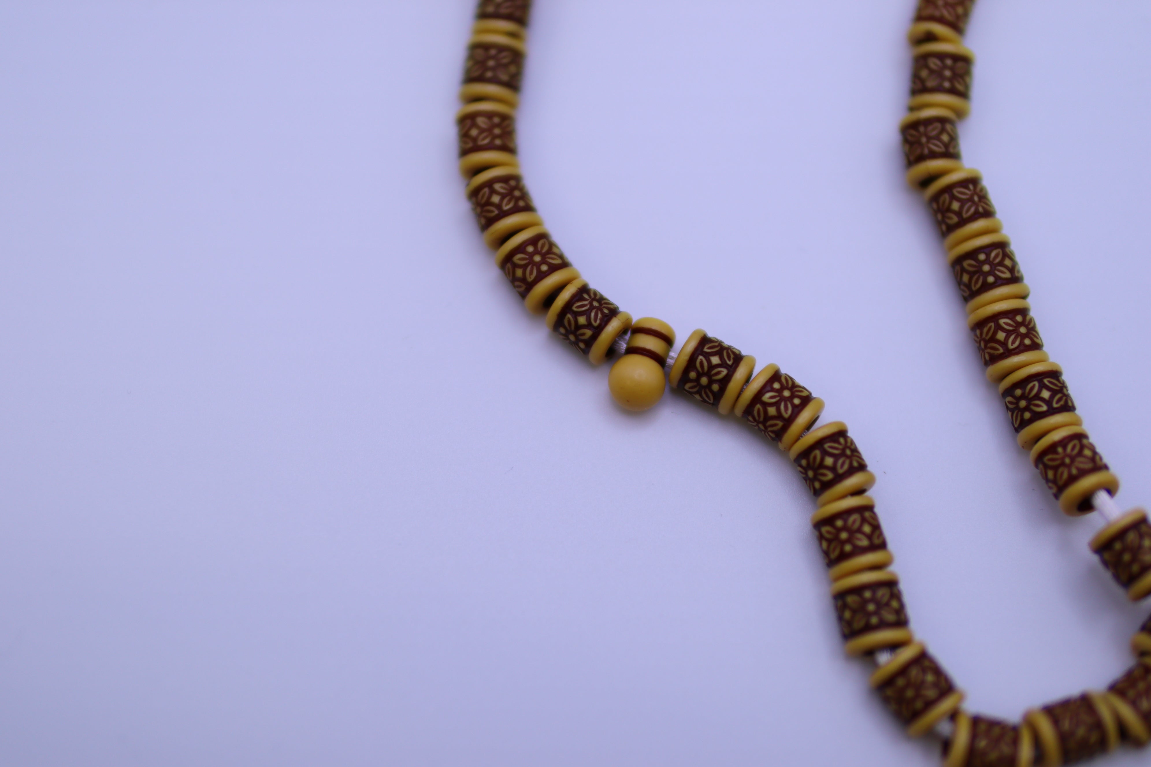 Islamic Tesbih wooden 99 Count Polished Prayer Beads 8mm - Brown gold