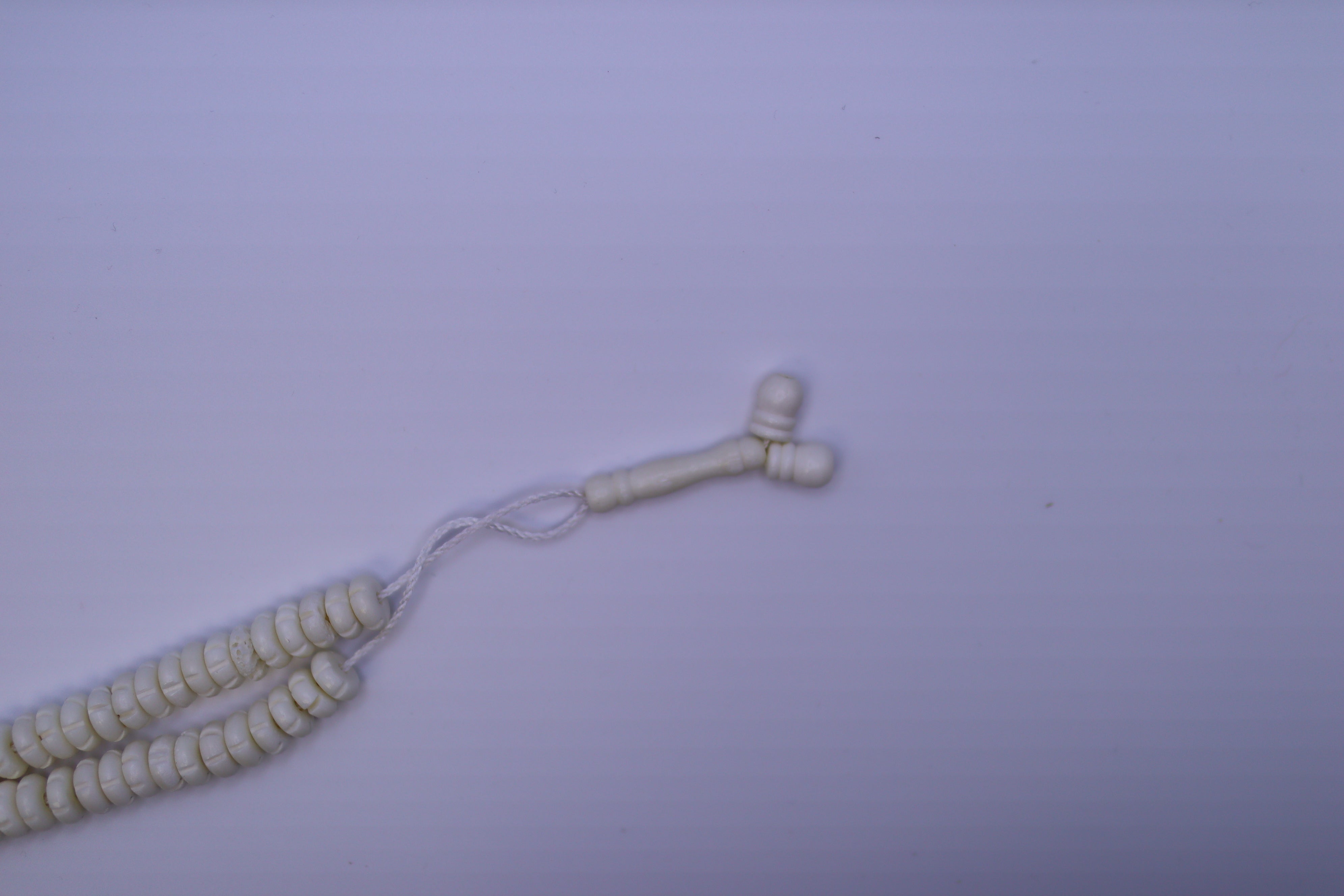 Islamic Tesbih Camel bone 99 Count Polished Prayer Beads 6mm White