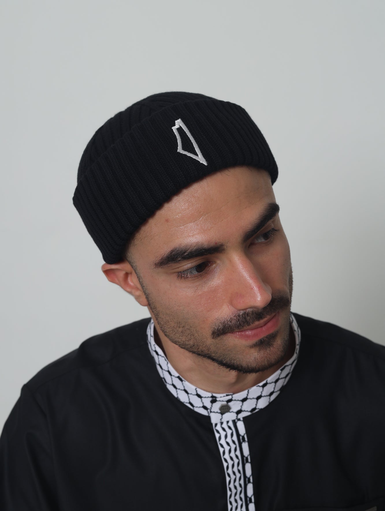 Palestine Map Folded  Beanie Black