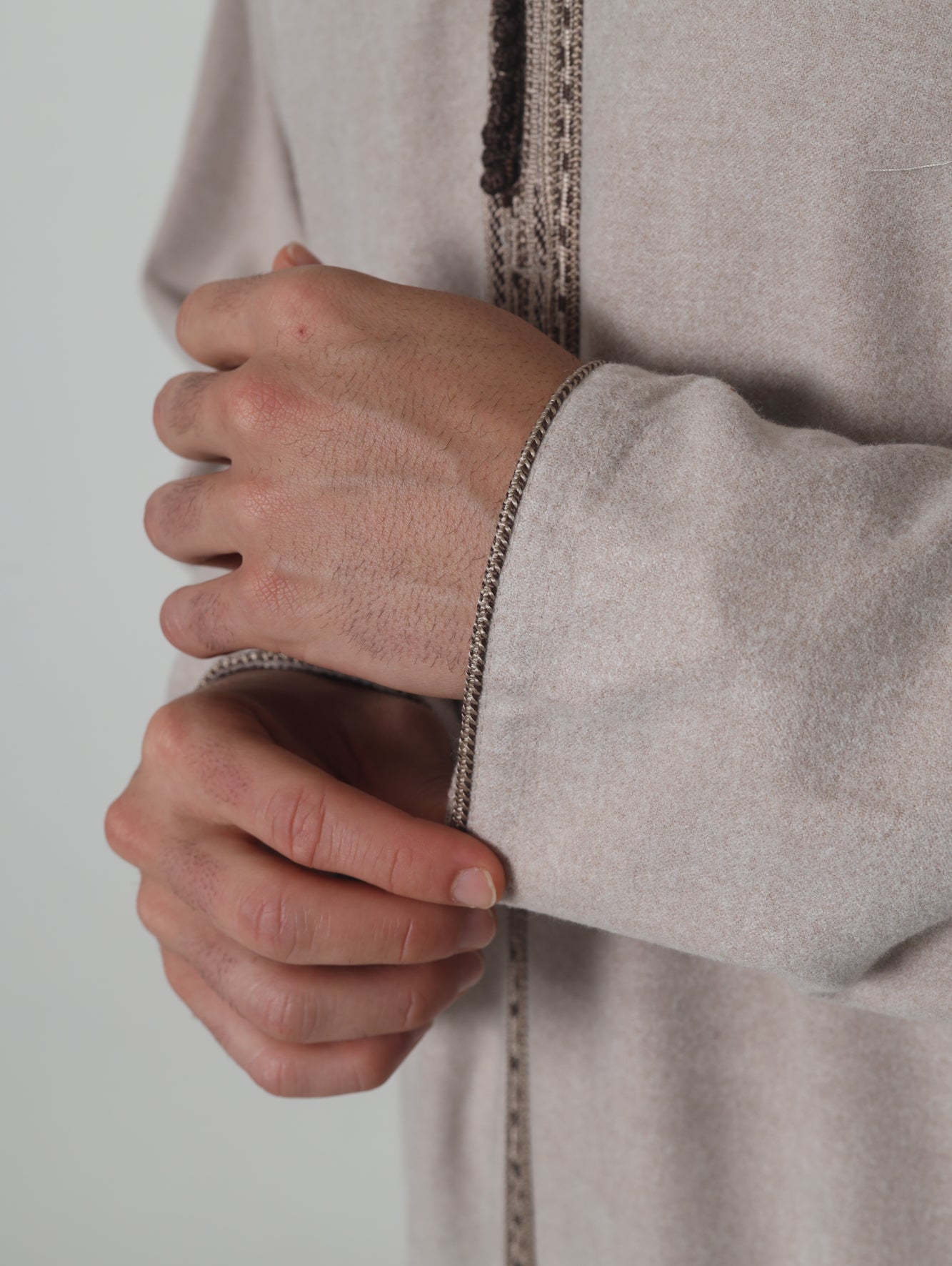 Moroccan Hoodie Thobe Mlifa Djellaba Beige