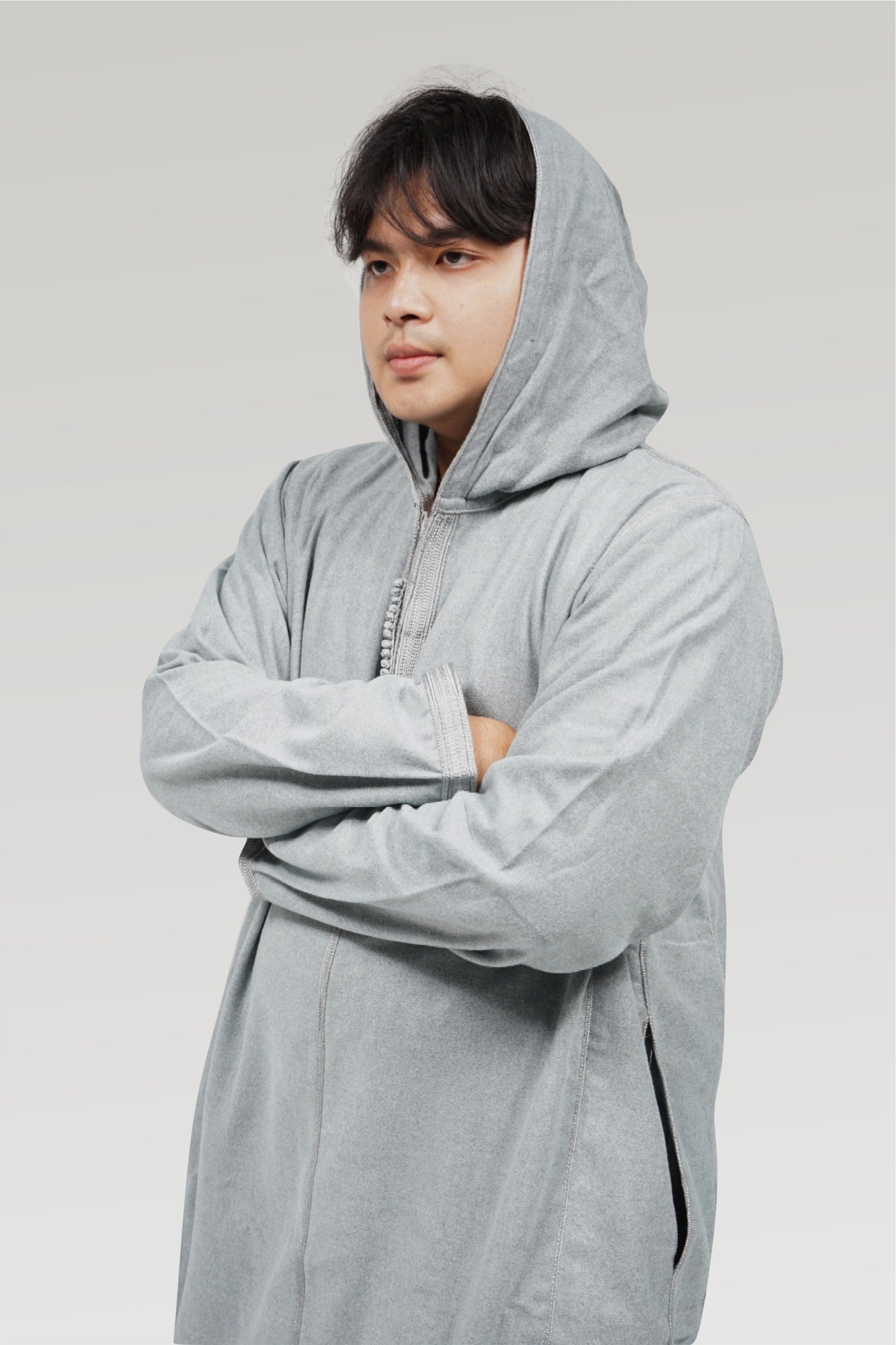 Moroccan Hoodie Elite Thobe Mlifa Djellaba Gray