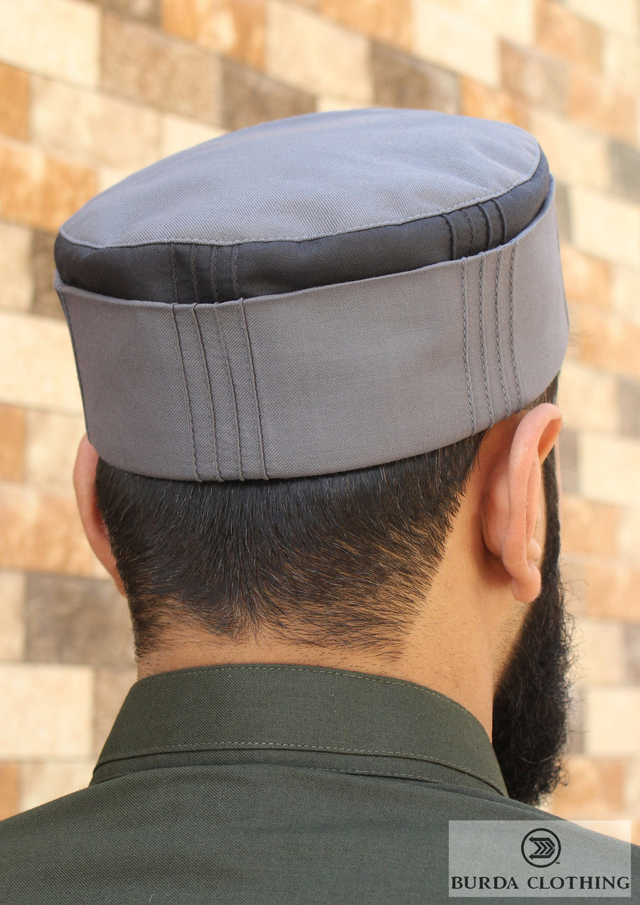 Burdaclothing 21 / Gray / Dark Gray Folded Kufi 2-Tone