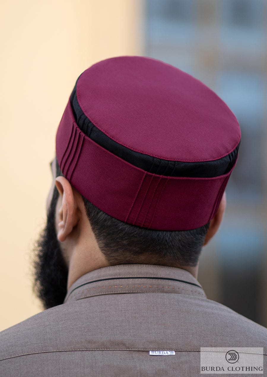 Burdaclothing 21 / Maroon / Black Folded Kufi 2-Tone