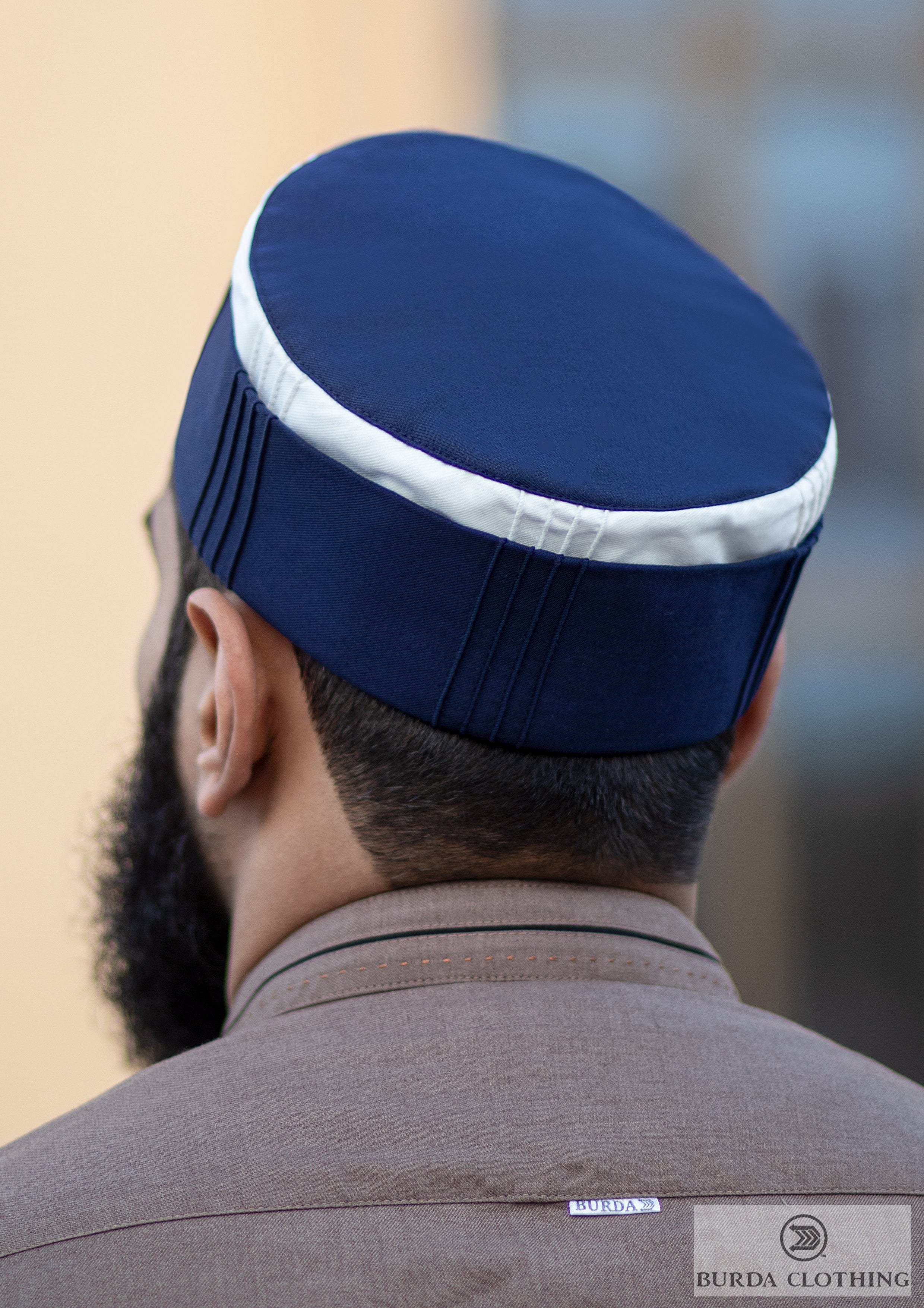 Burdaclothing 21 / Navy Blue / White Folded Kufi 2-Tone