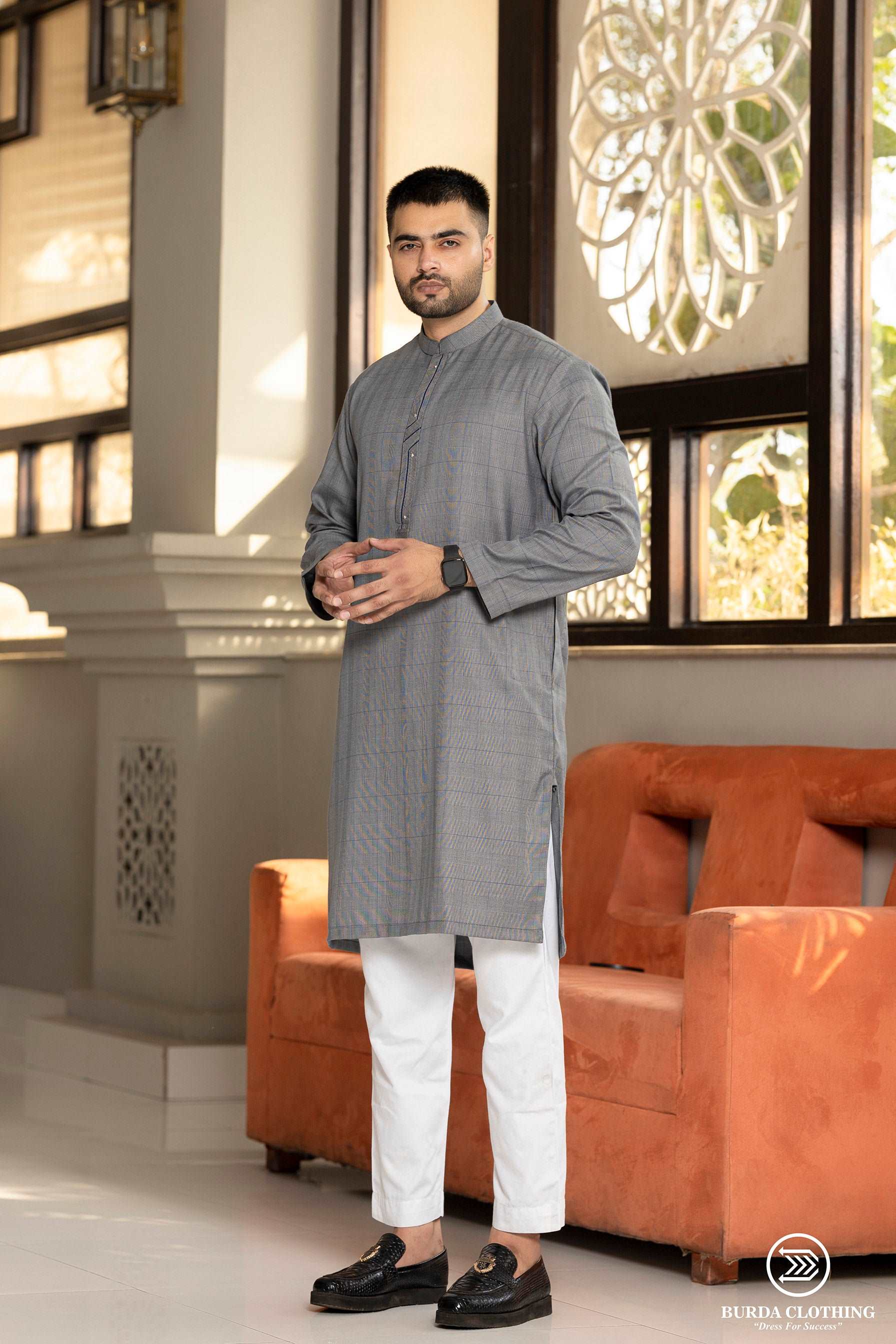 Burdaclothing Aamir Blue-Gray Premium Kurta Style 2