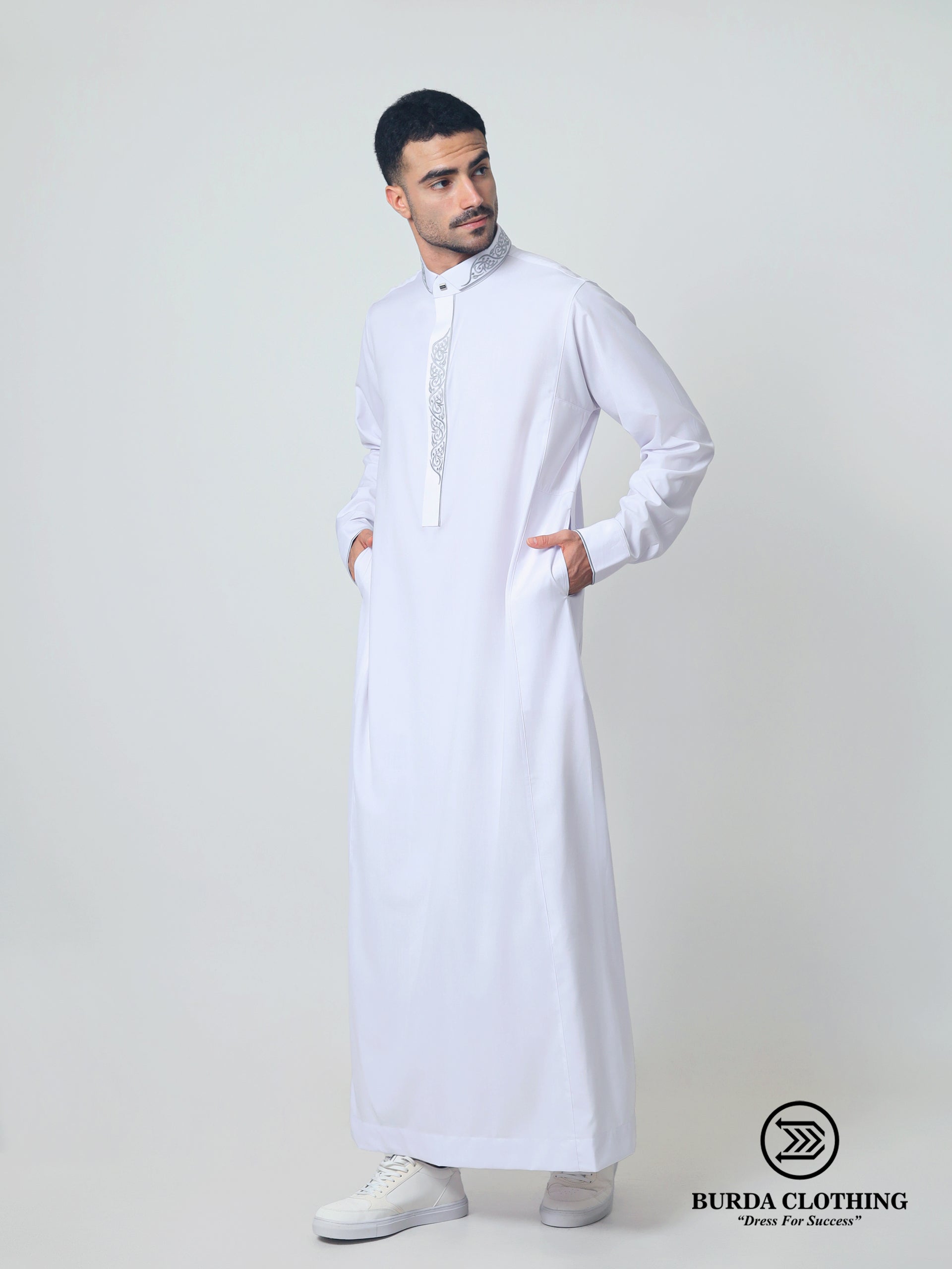 Adult Premium Thobe 214 White (Father & Son) by Burdaclothing