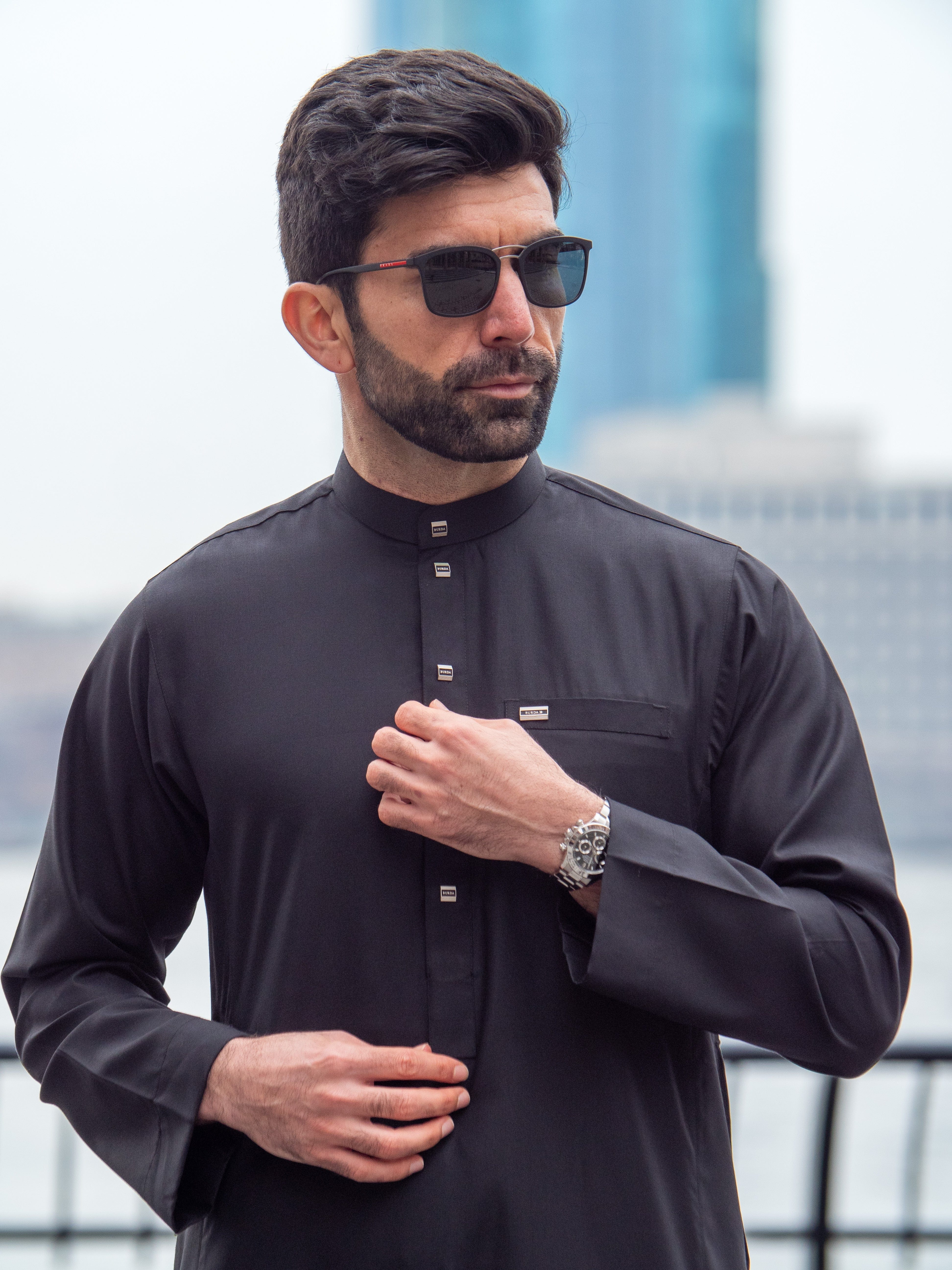 Burdaclothing Adult Thobe 110A Black ( Father & Son)