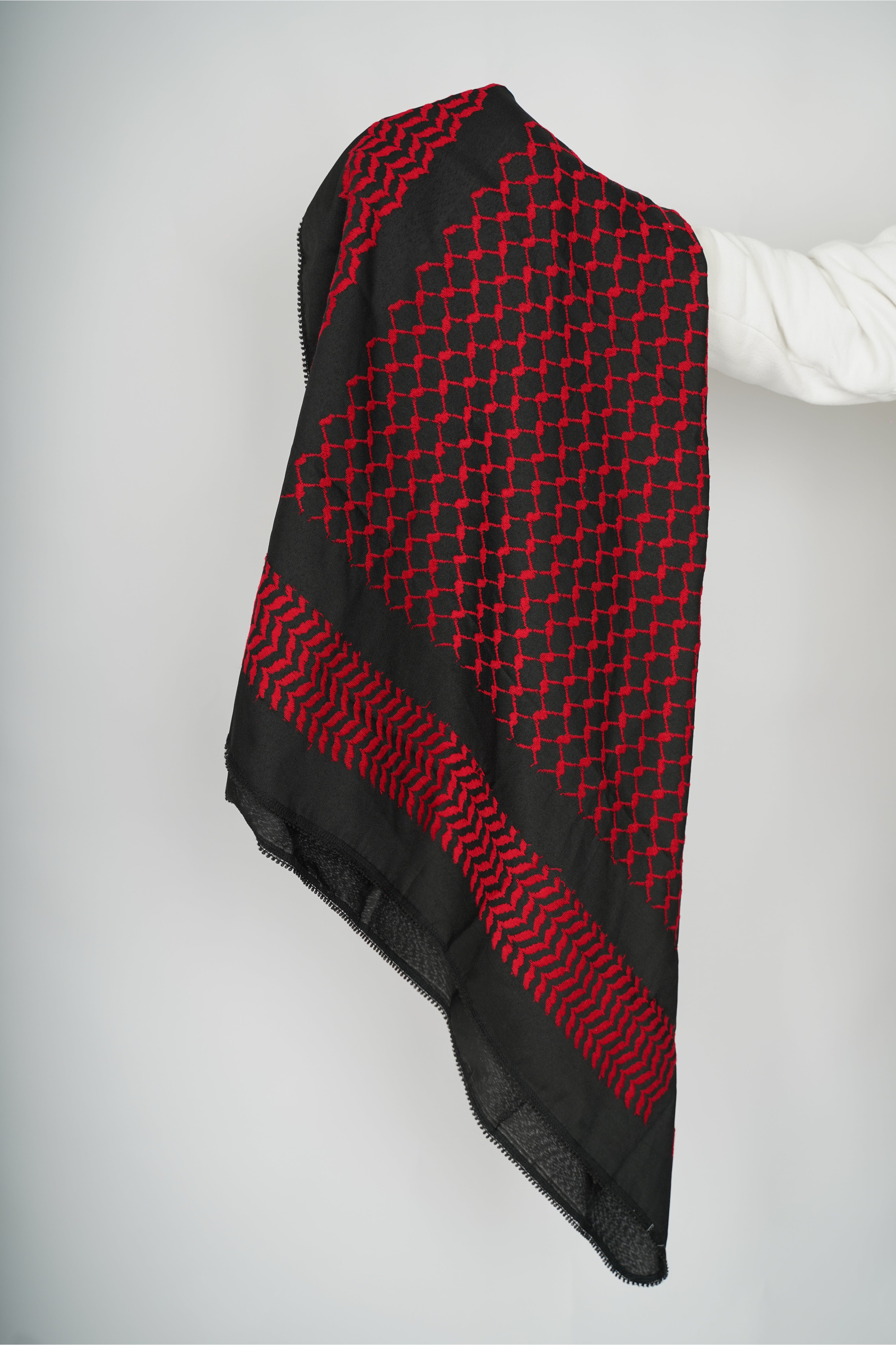 Black and Red Nablus Kufiya by Burdaclothing