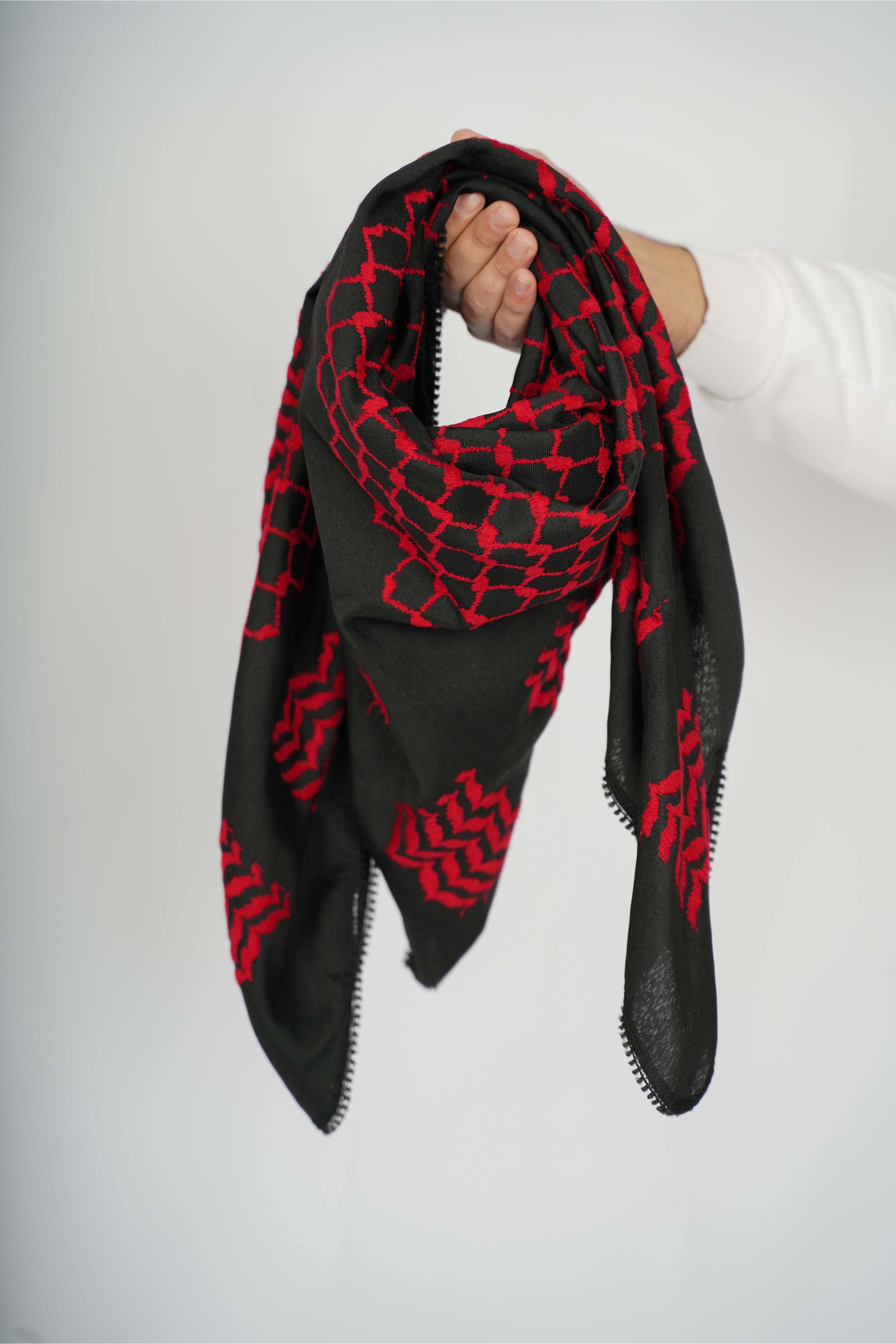 Black and Red Nablus Kufiya by Burdaclothing