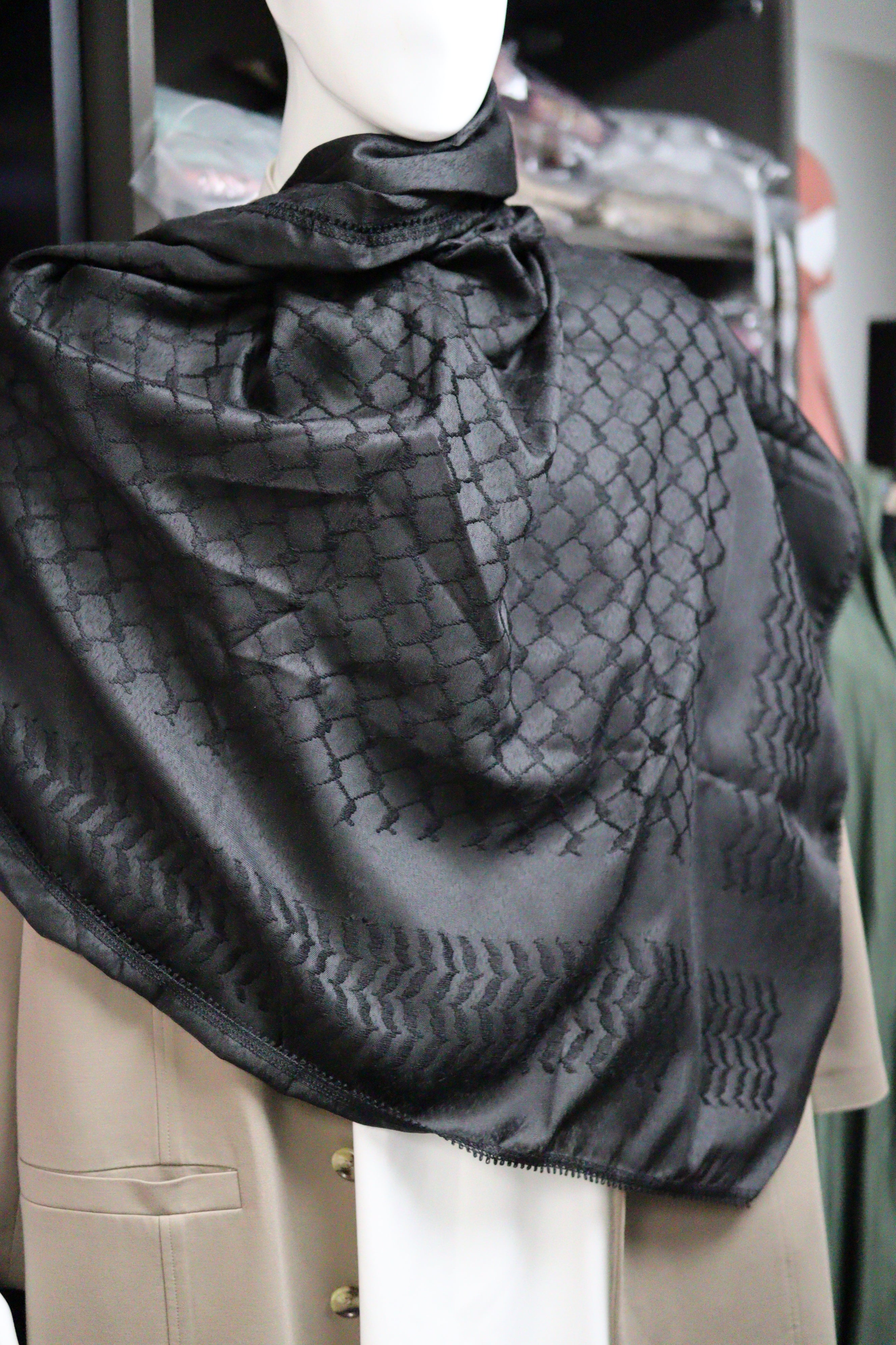 Black Nablus Kufiya by Burdaclothing