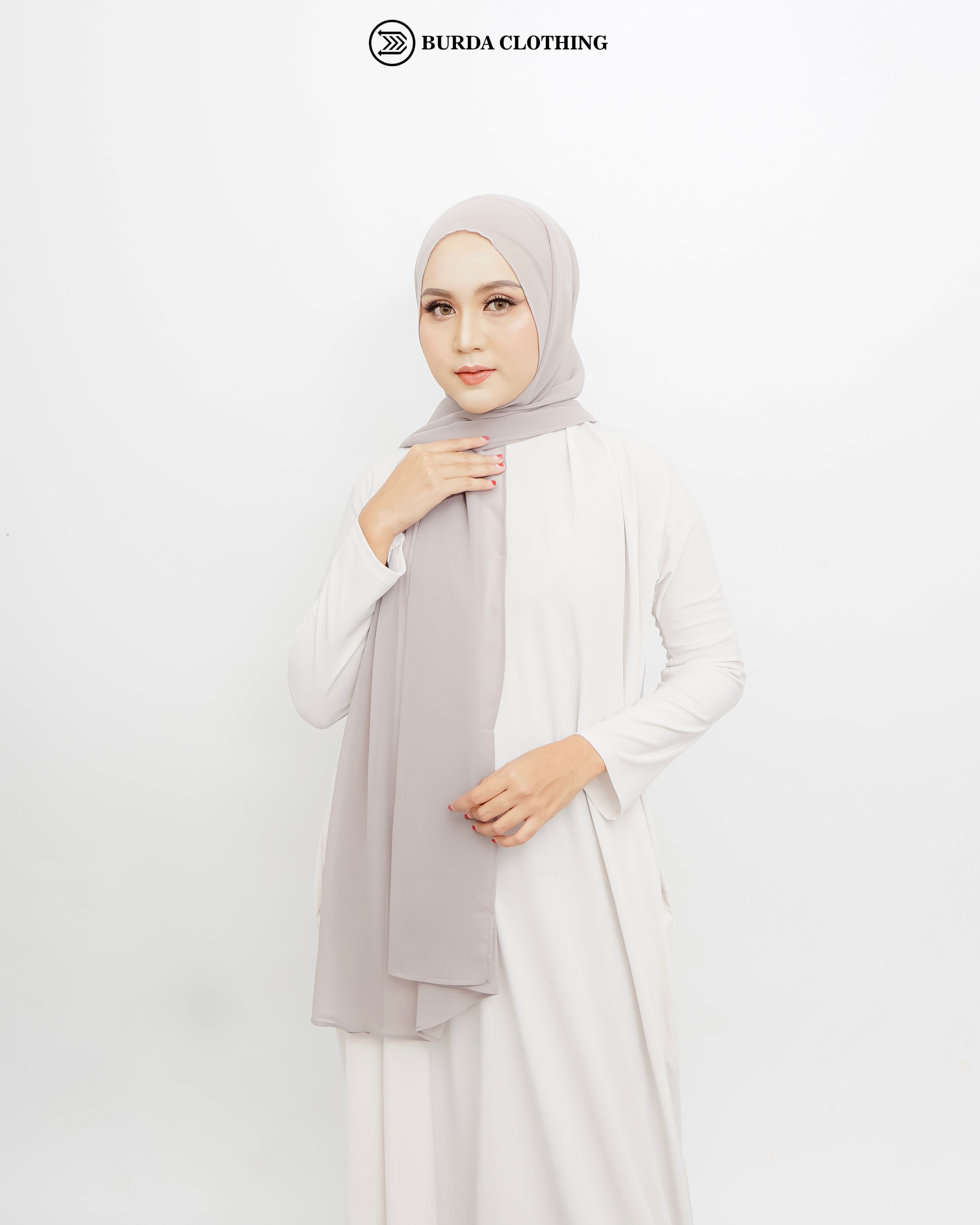 Chiffon Hijab Light Gray by Burdaclothing