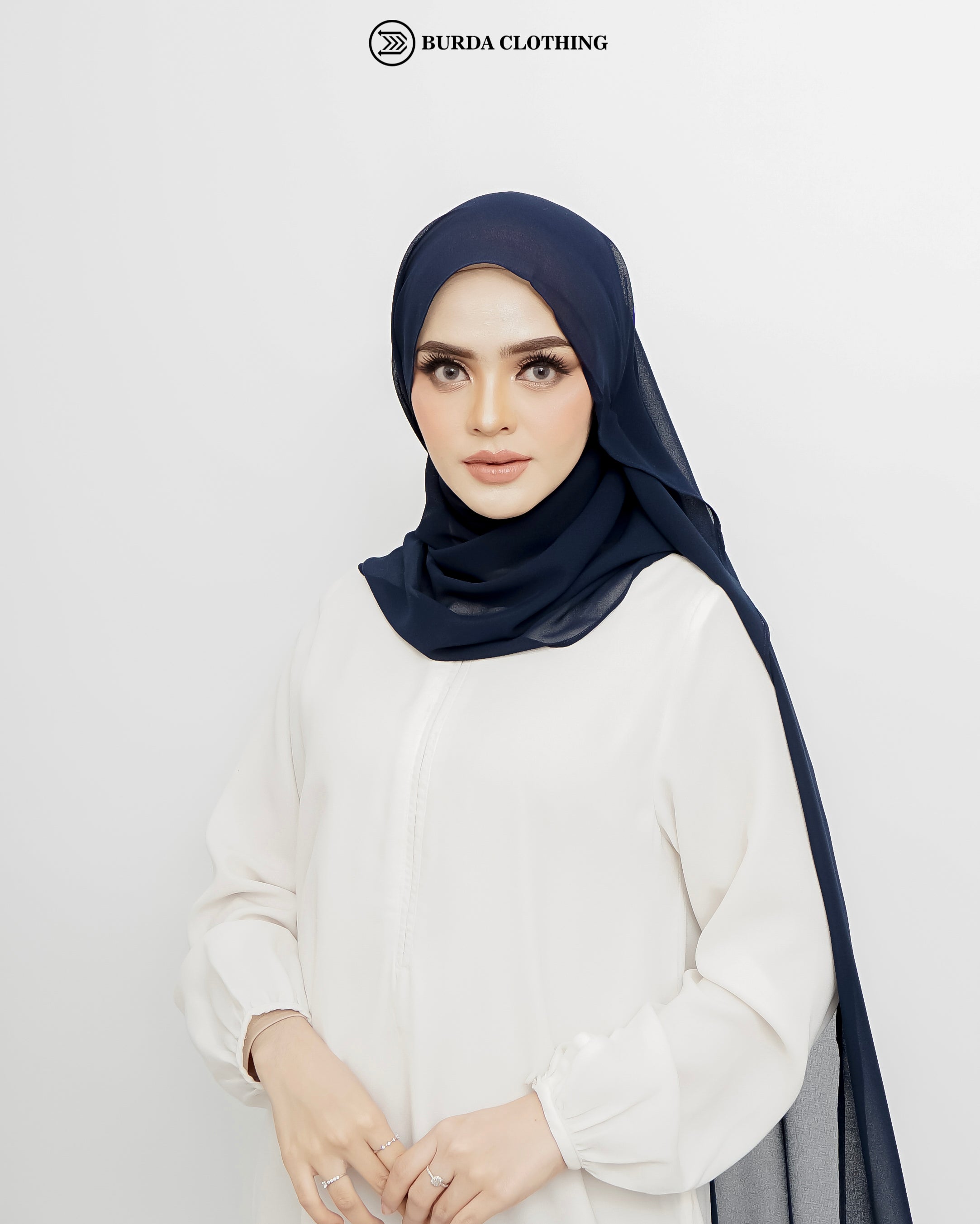 Chiffon Hijab Navy Blue by Burdaclothing