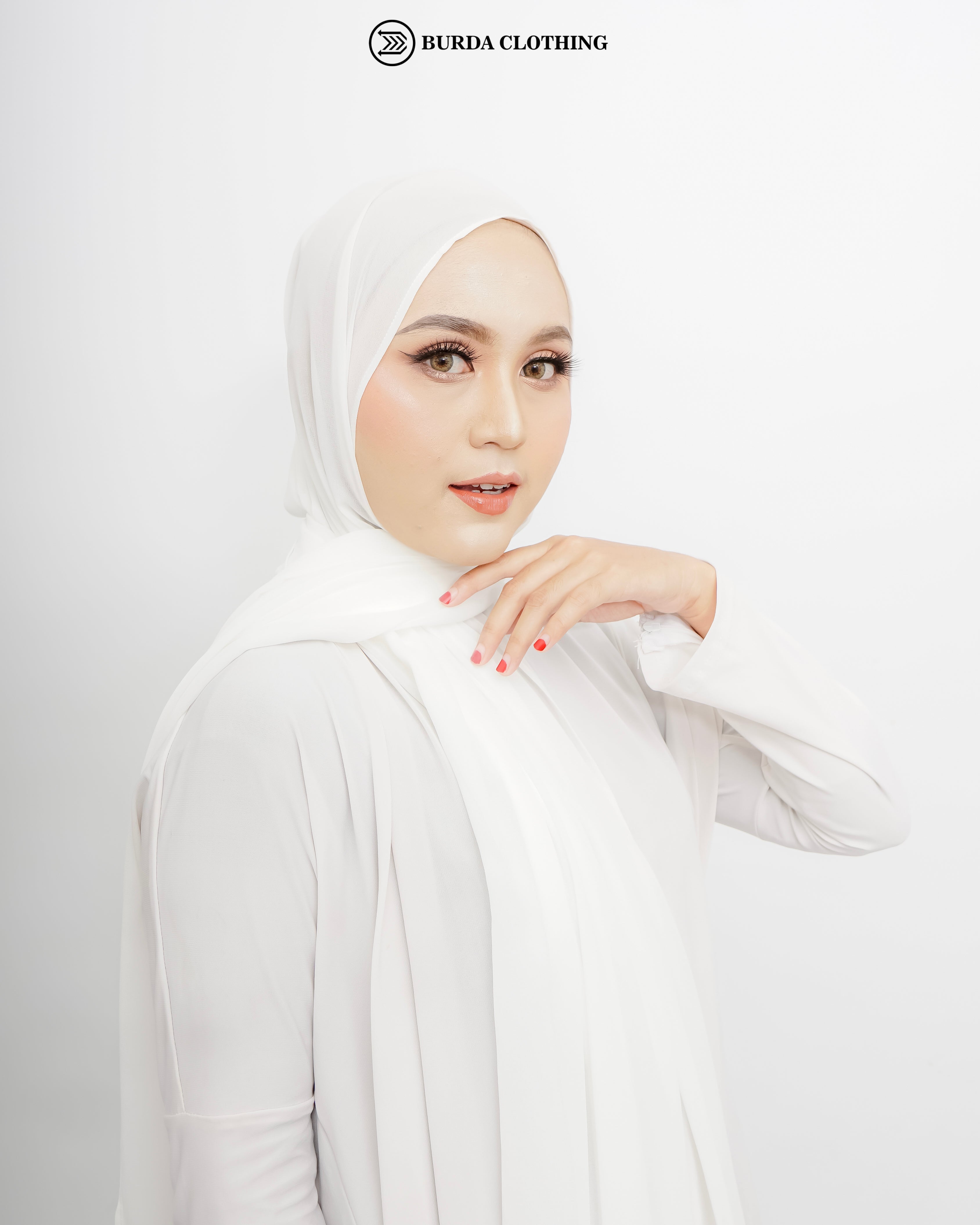 Chiffon Hijab White by Burdaclothing