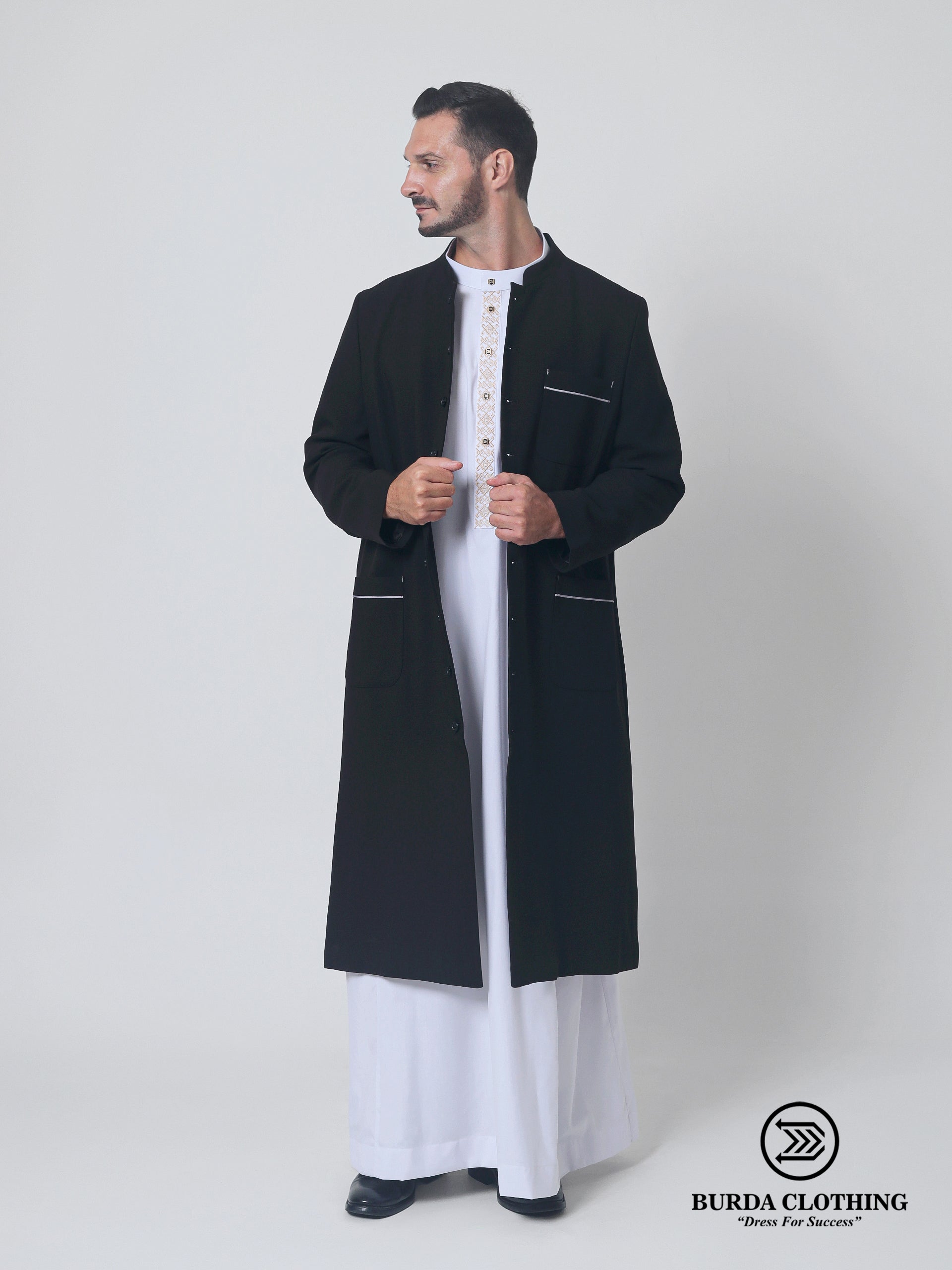 Contrast Black Overcoat by Burdaclothing