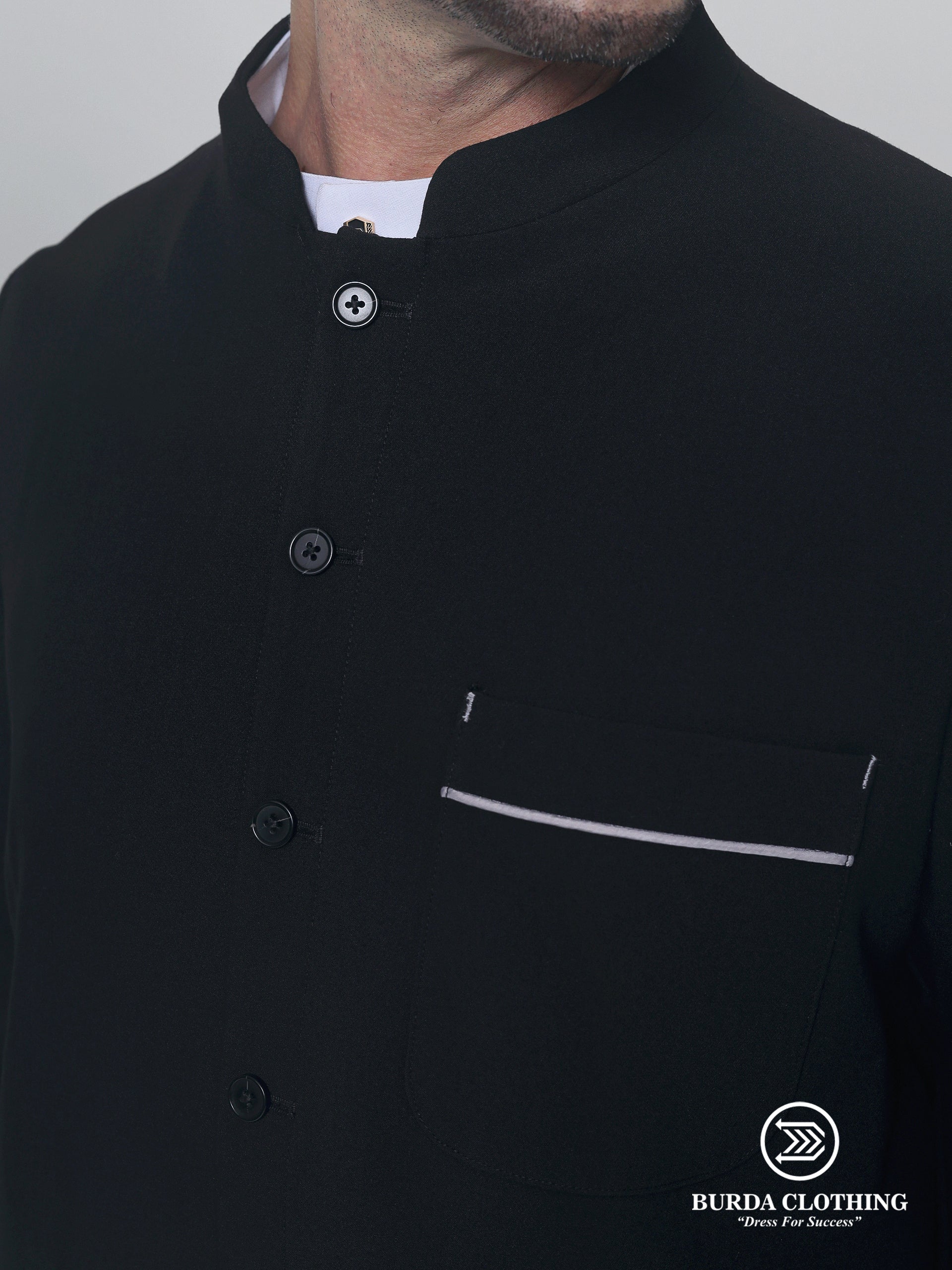 Contrast Black Overcoat by Burdaclothing