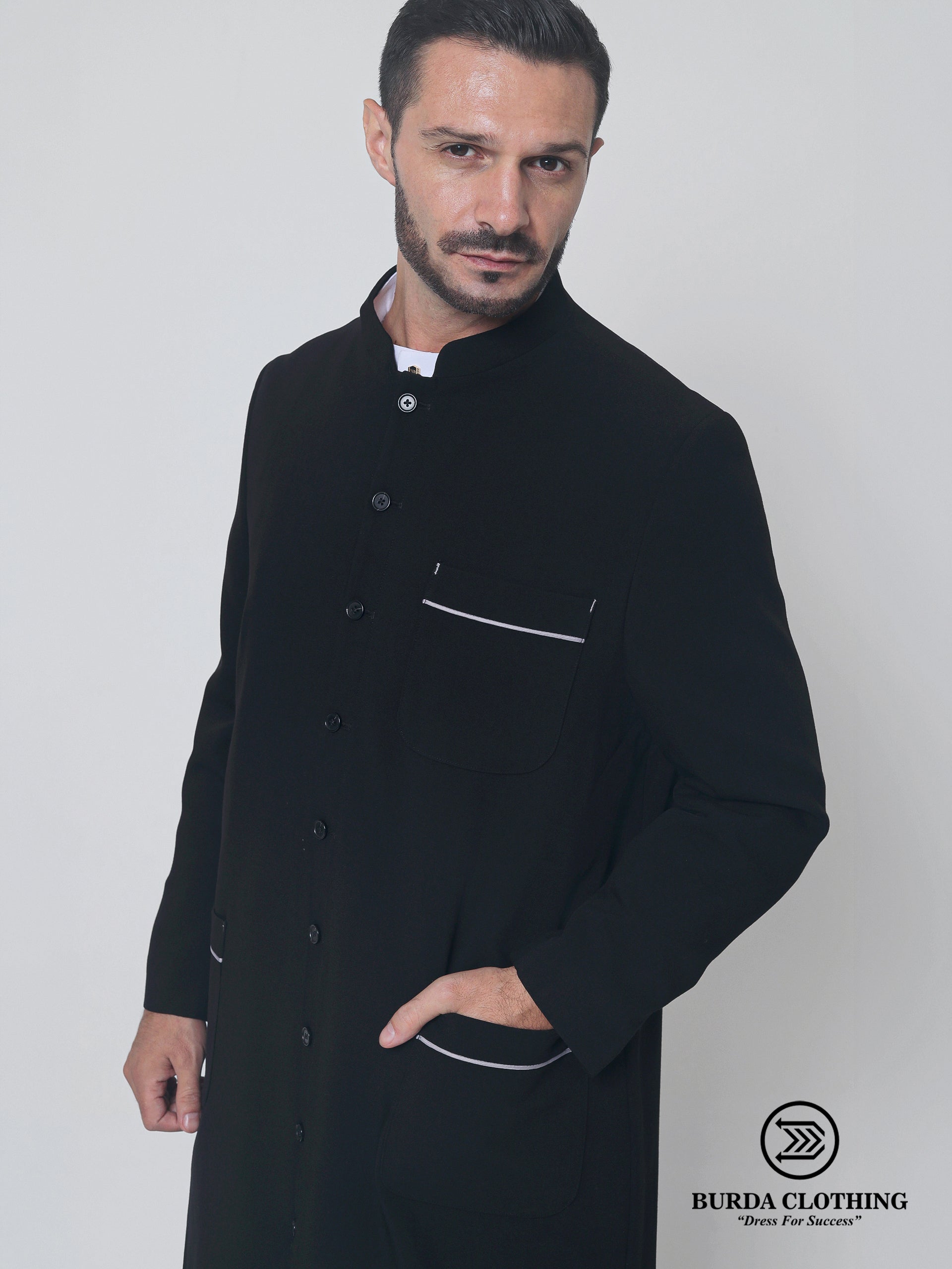 Contrast Black Overcoat by Burdaclothing